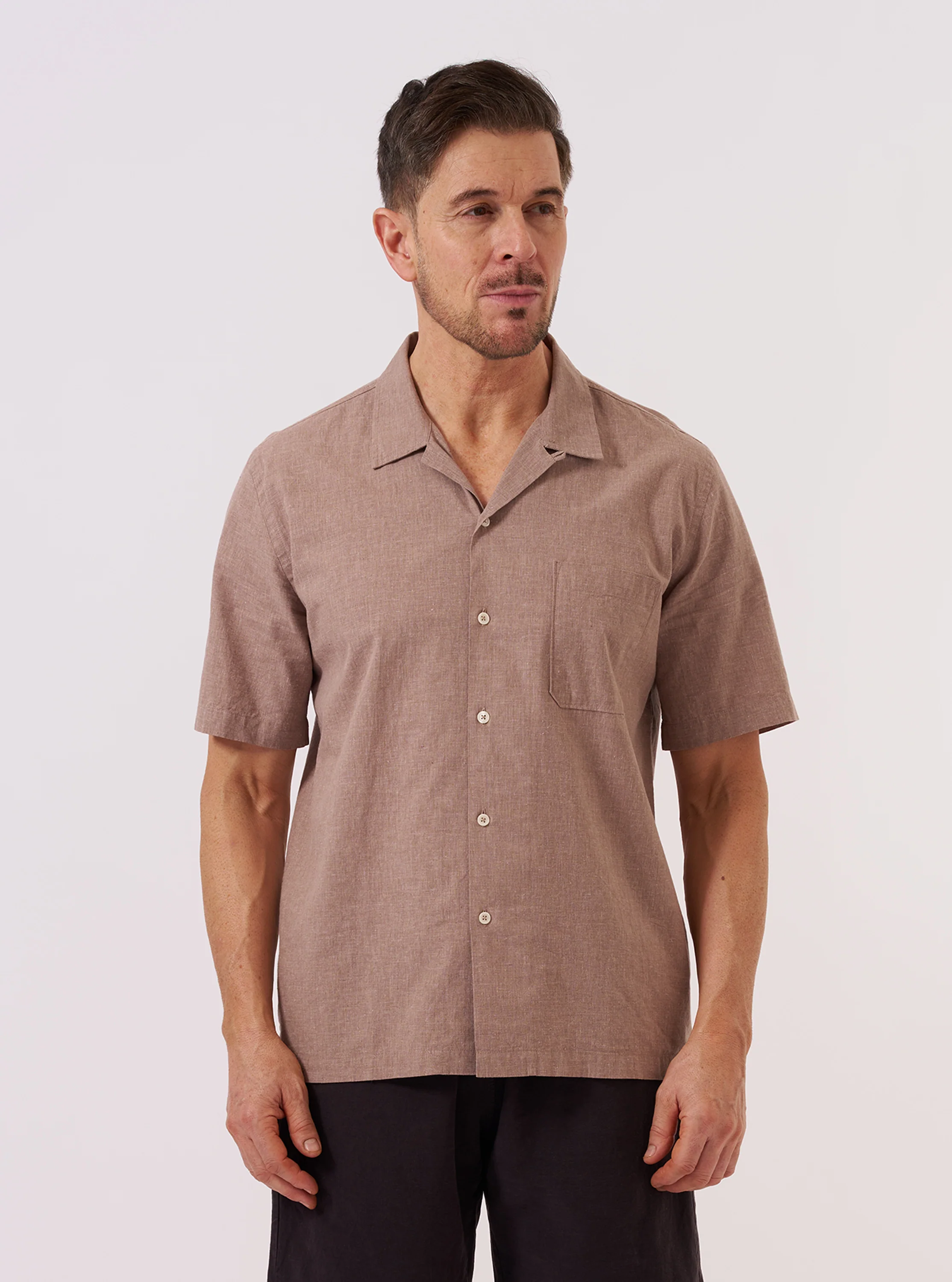 Brown Sido Linen Mix Road Shirt - Image 2