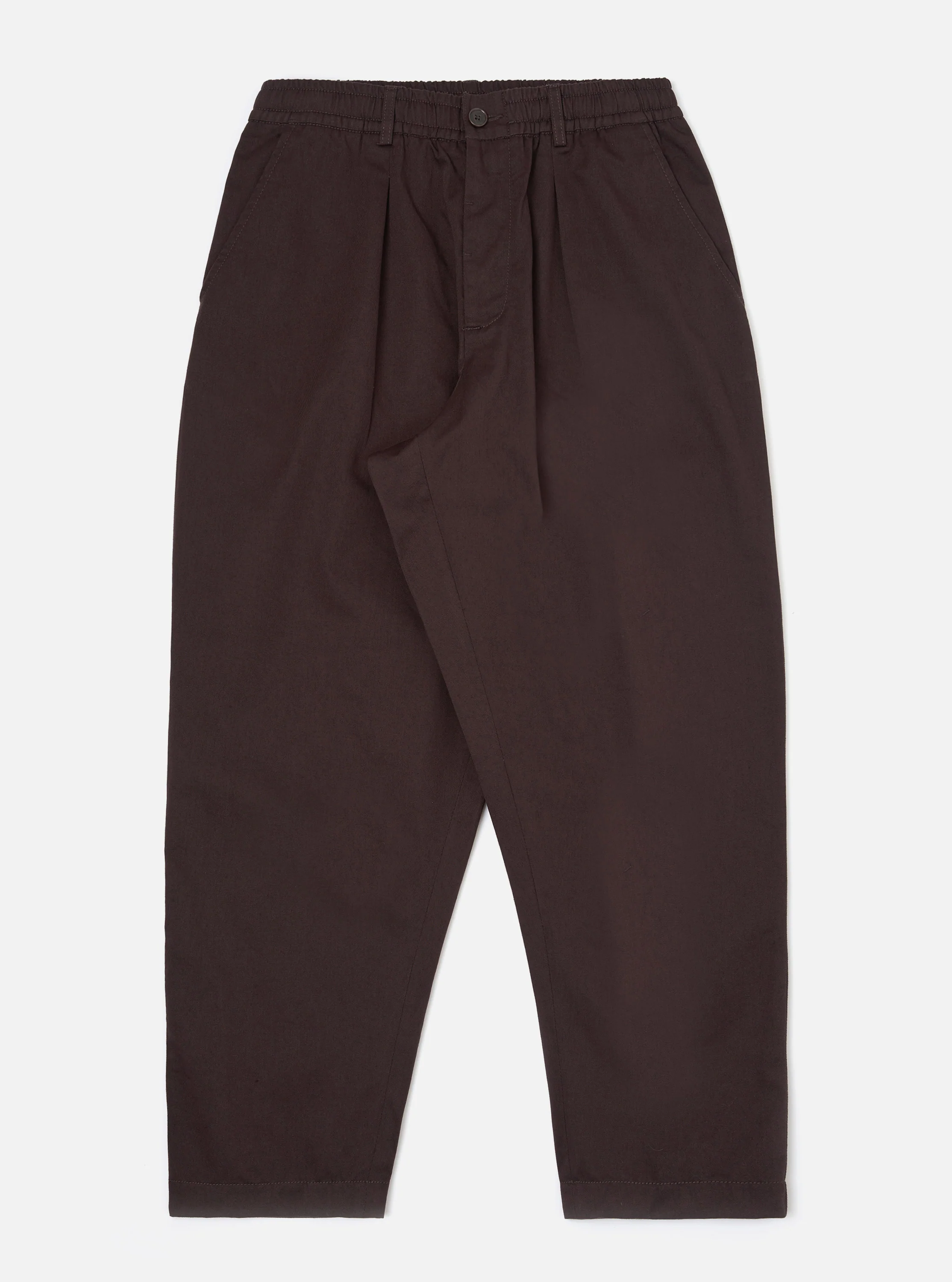 Brown Twill Pleated Track Pant
