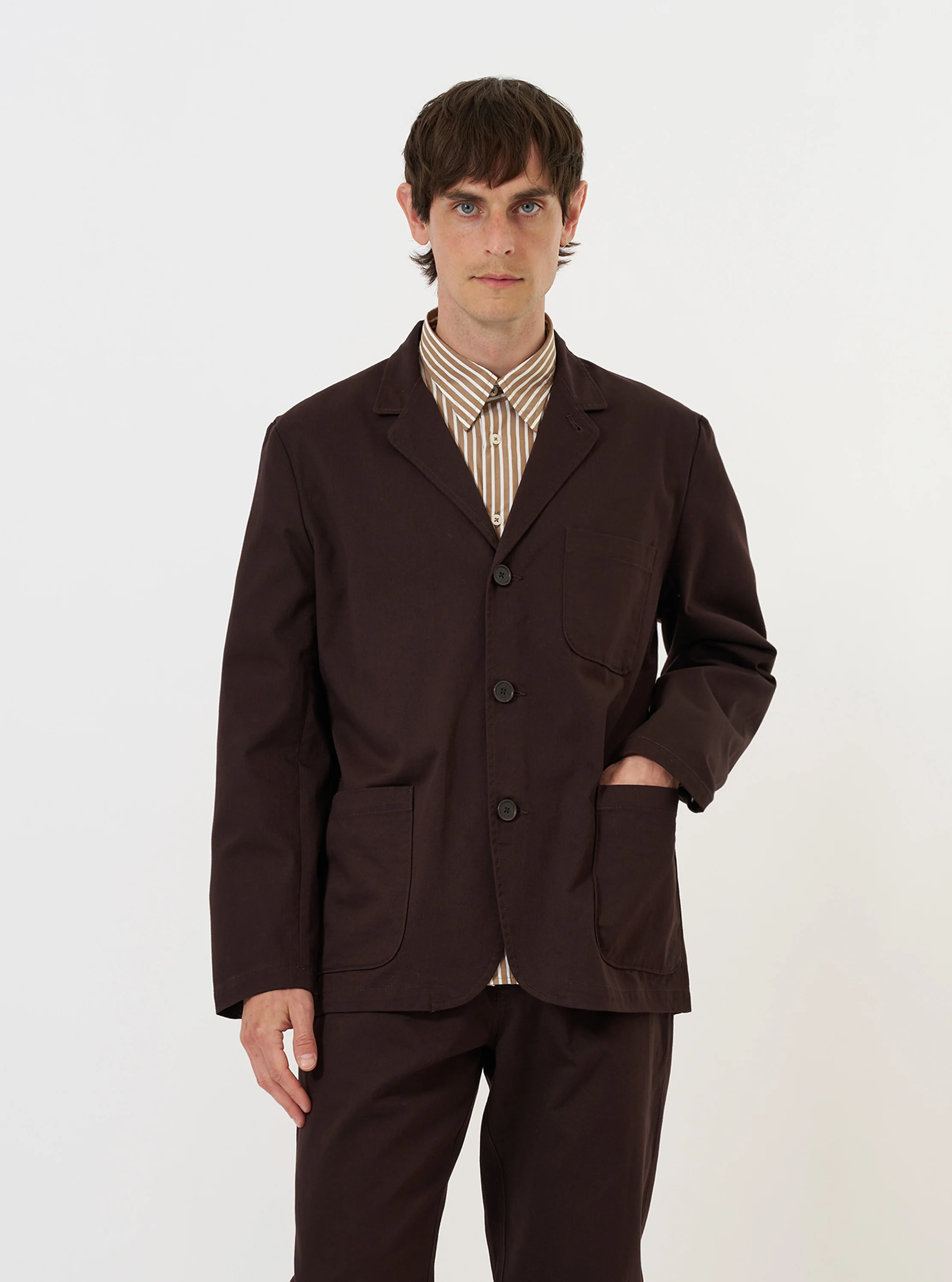 Brown Twill Three Button Jacket - Image 2