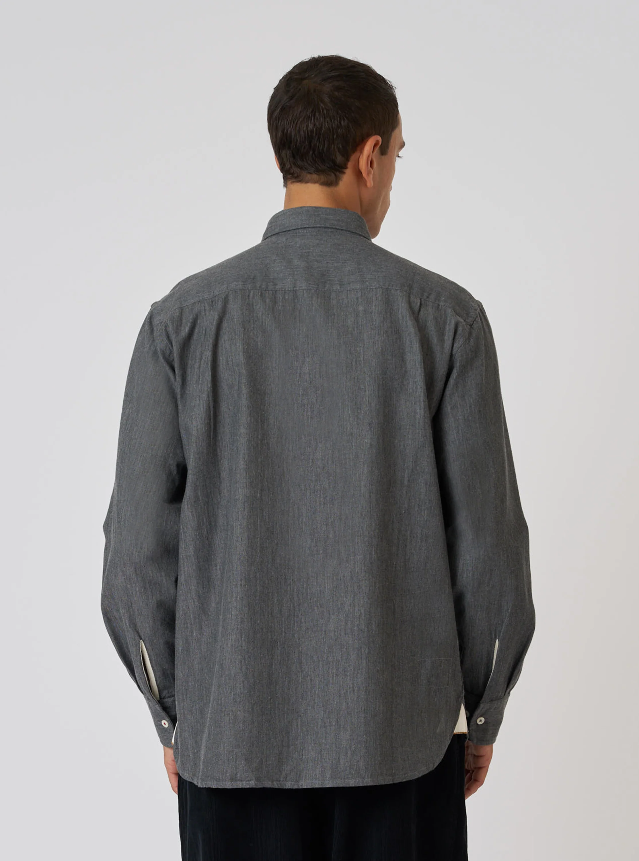 Charcoal Brushed Organic Cotton Square Pocket Shirt - Image 3
