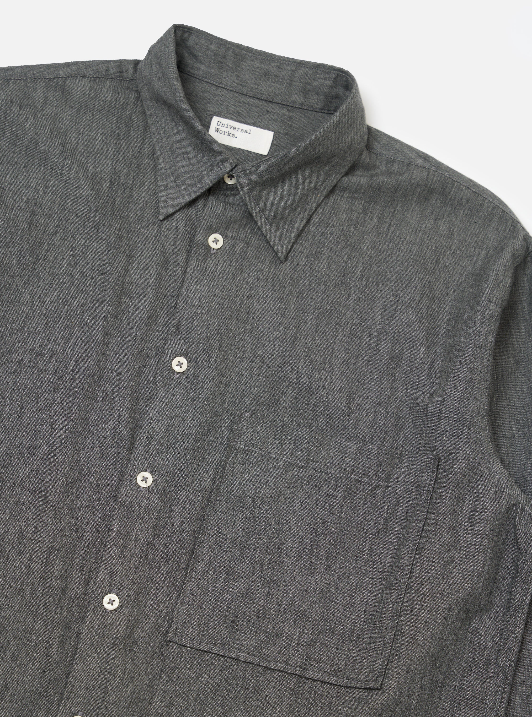 Charcoal Brushed Organic Cotton Square Pocket Shirt - Image 6