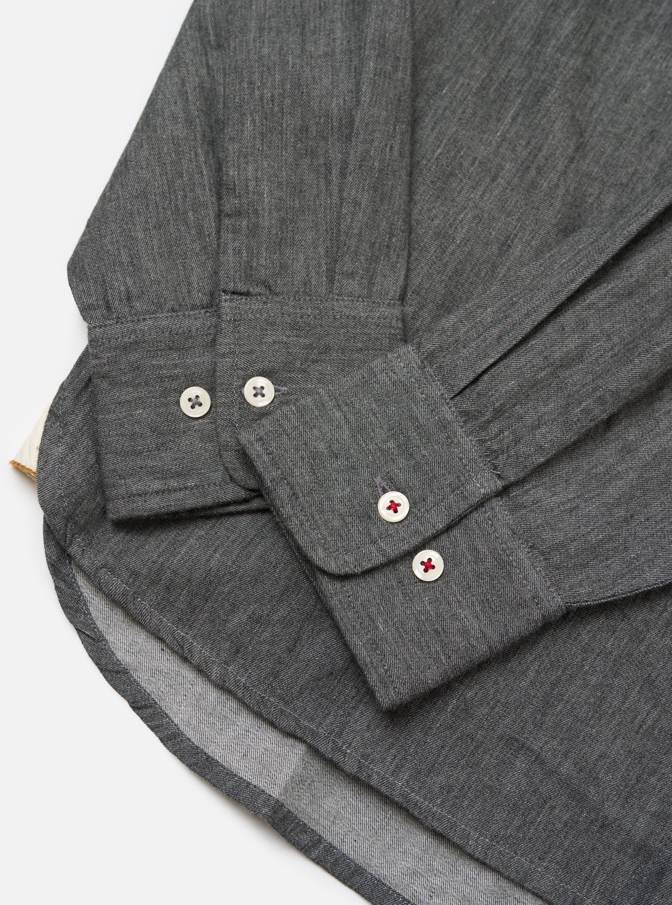 Charcoal Brushed Organic Cotton Square Pocket Shirt - Image 7
