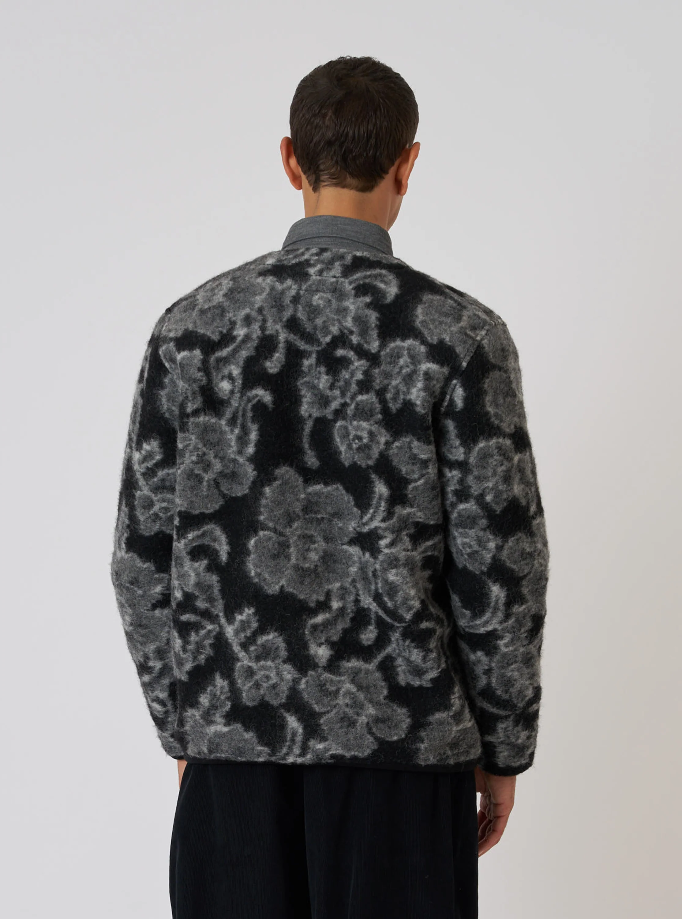 Charcoal Flower Fleece Cardigan - Image 3