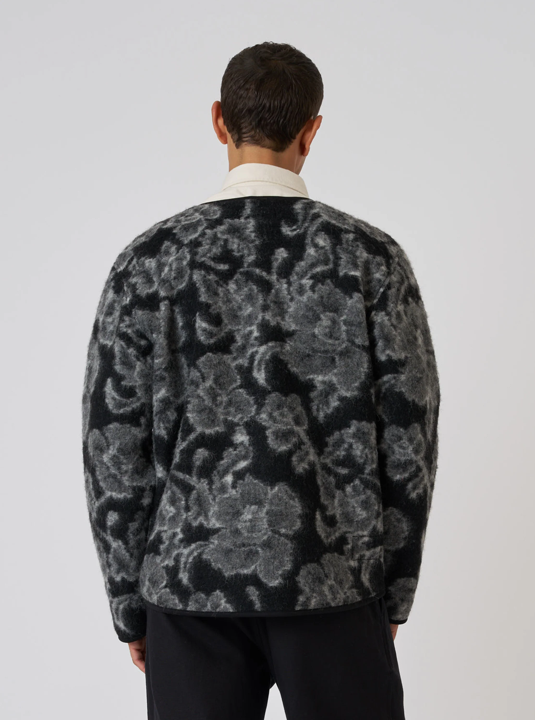 Charcoal Flower Fleece Zip Liner Jacket - Image 3
