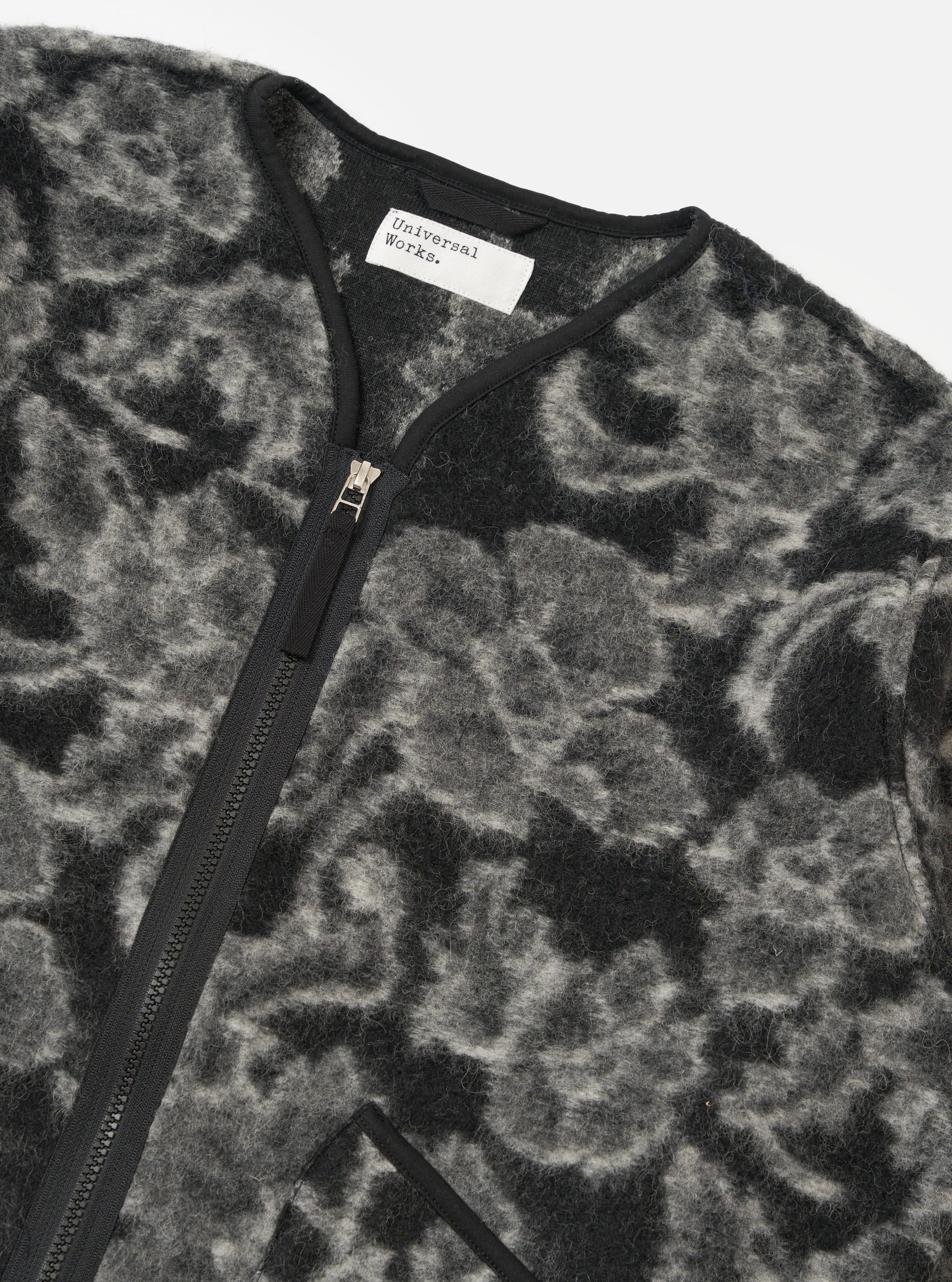 Charcoal Flower Fleece Zip Liner Jacket - Image 6