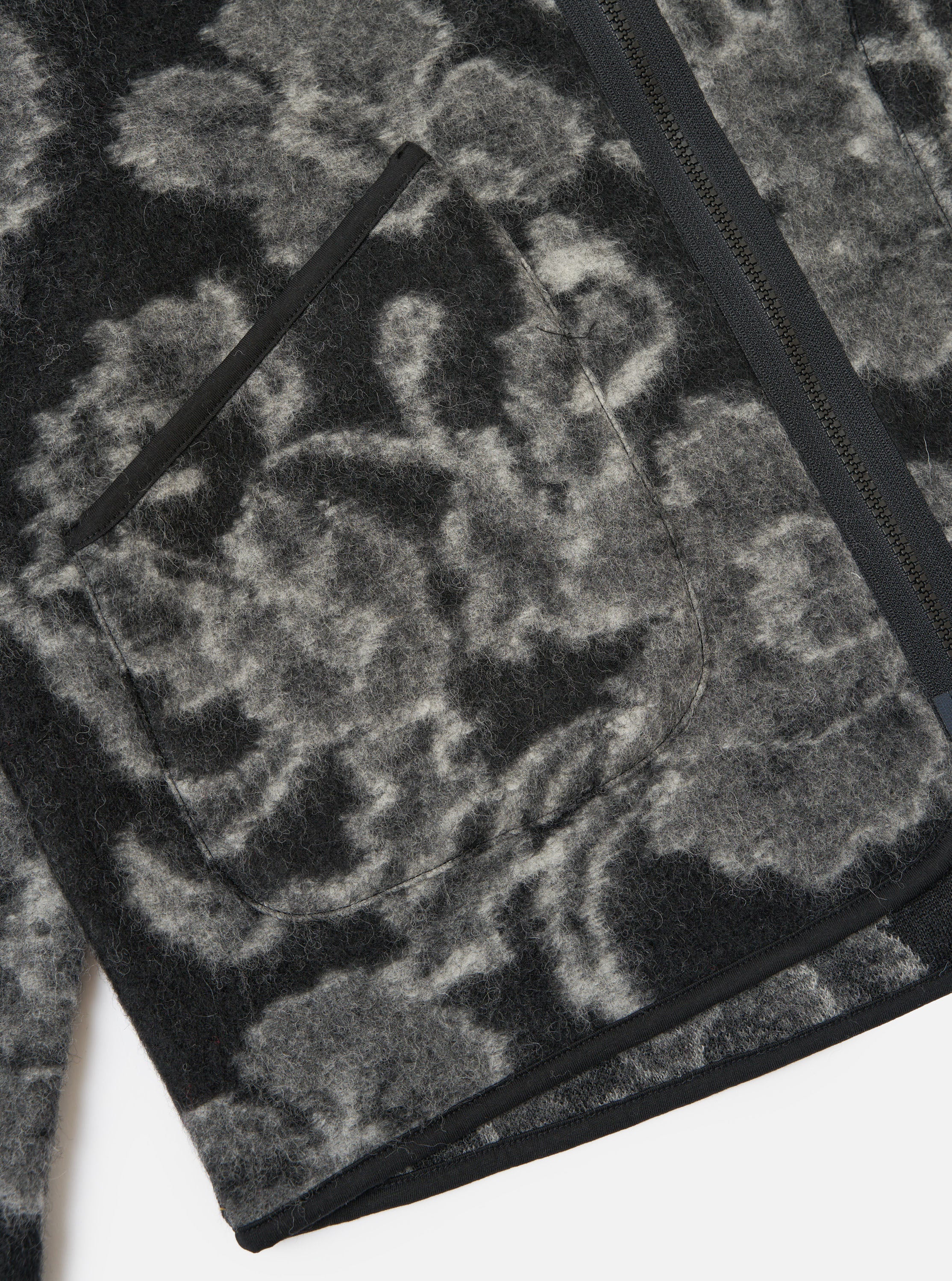 Charcoal Flower Fleece Zip Liner Jacket - Image 7