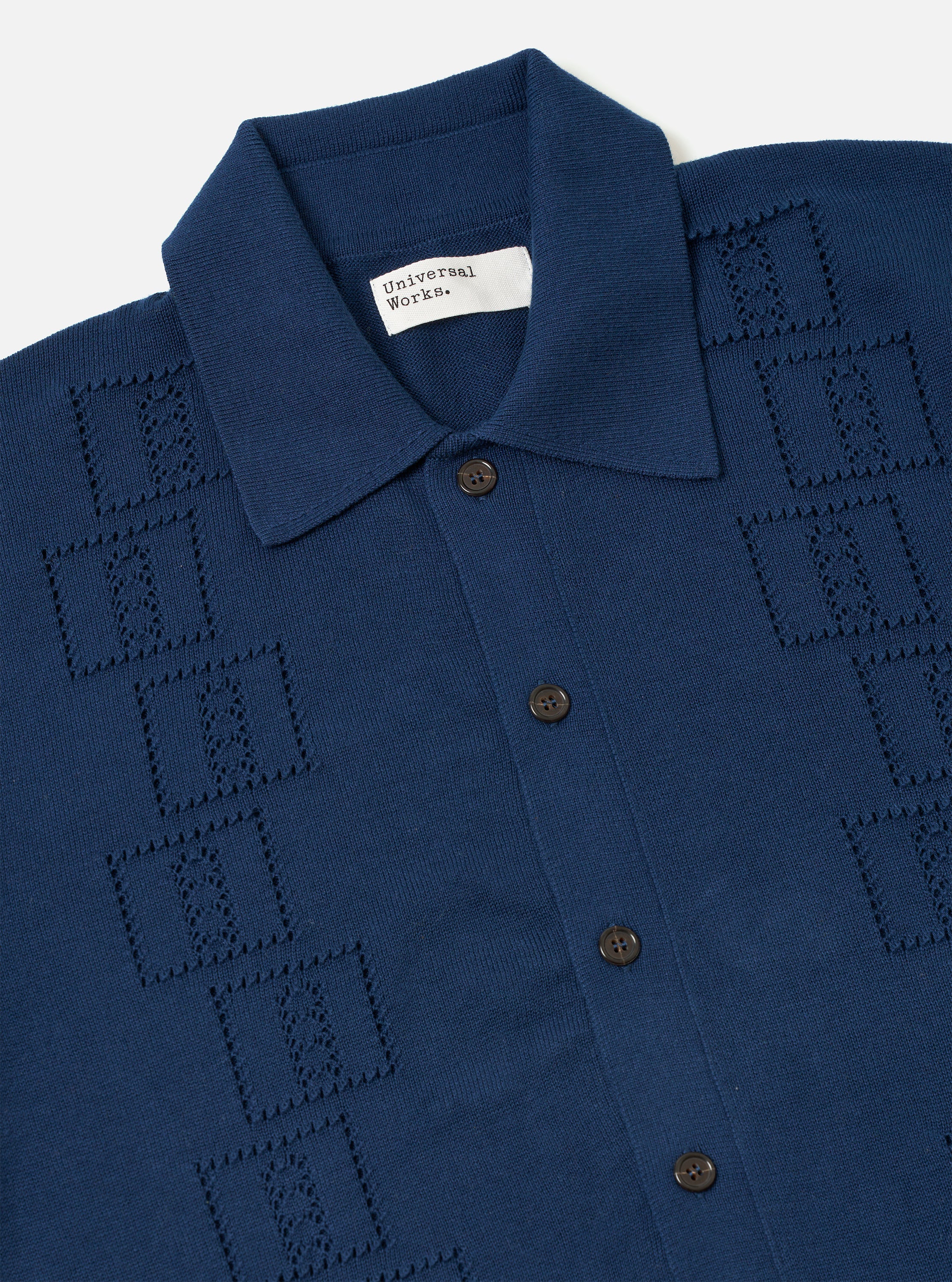 Dark Navy Cotton Lace Knit Jonny Knit Shirt - Image 6