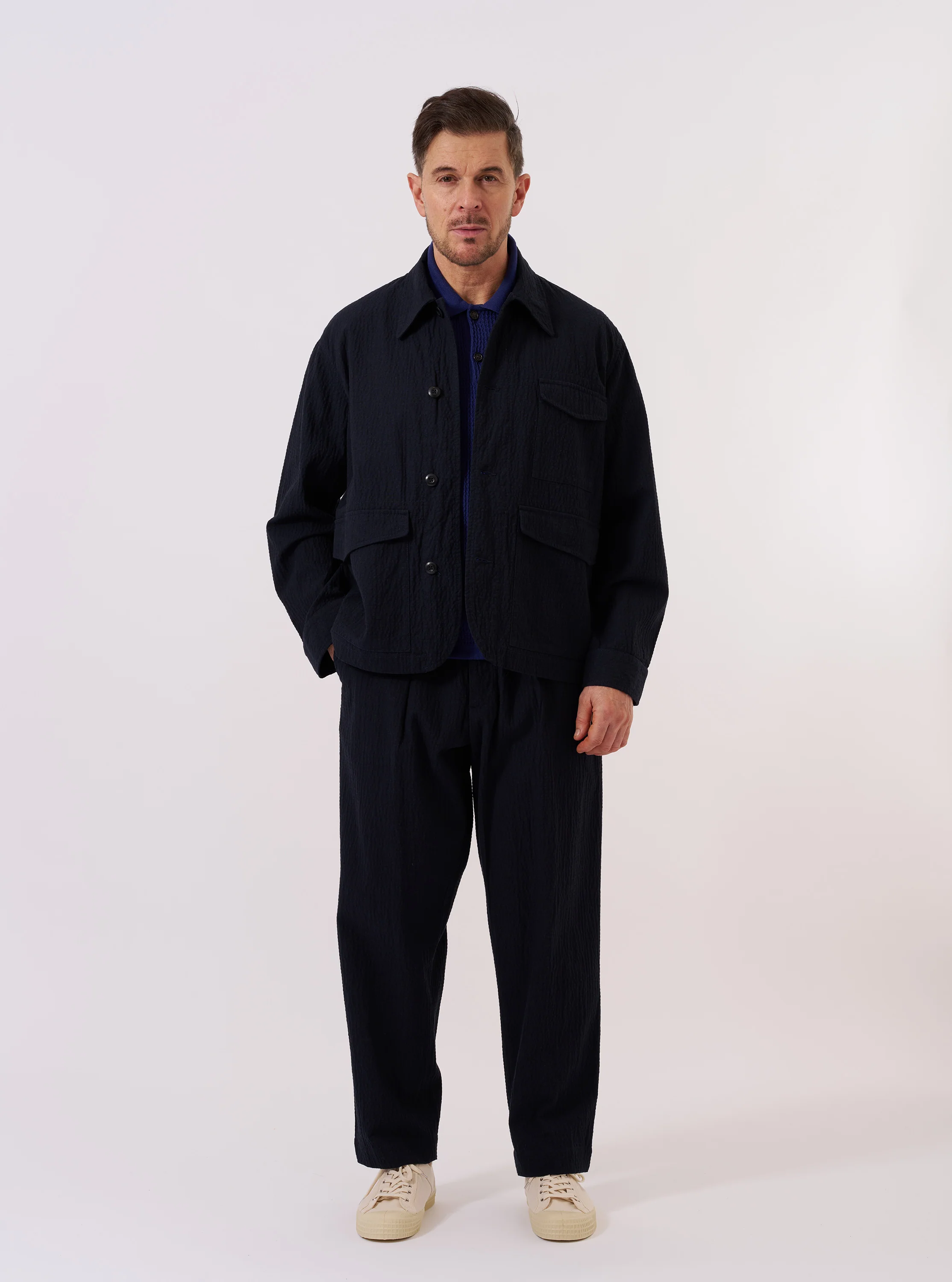 Dark Navy Ospina Cotton Duty Jacket - Image 9