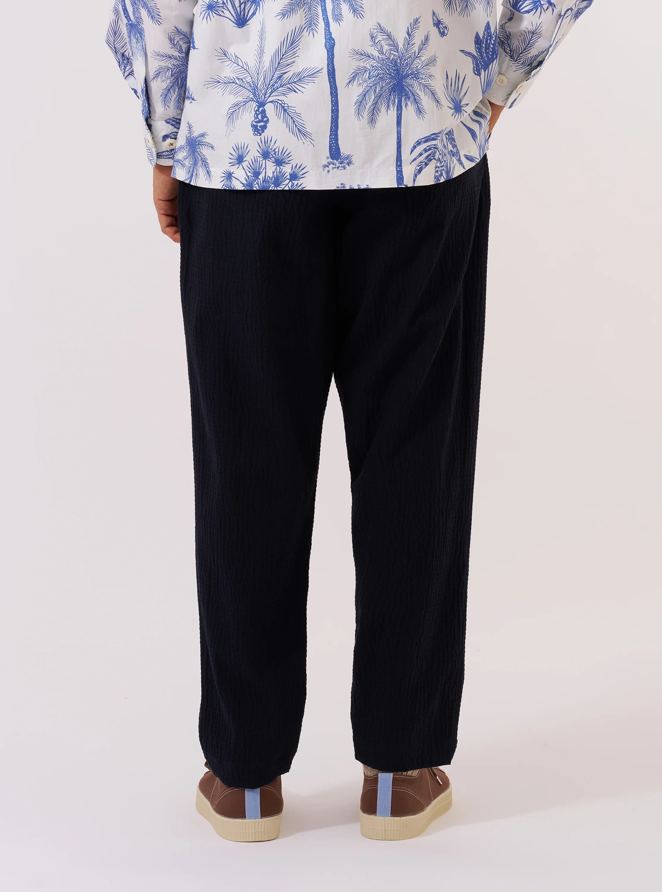 Dark Navy Ospina Cotton Pleated Track Pant - Image 3