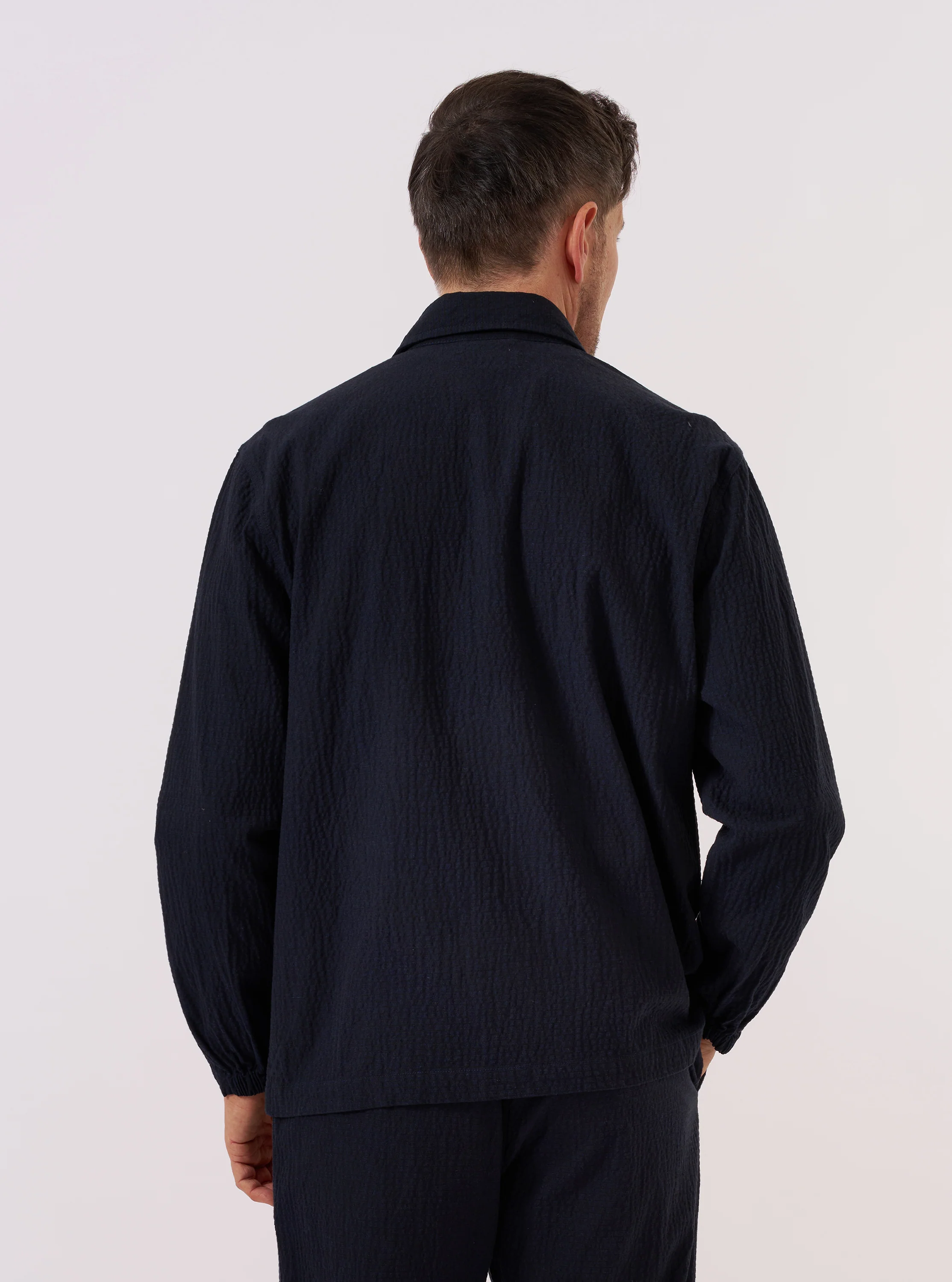 Dark Navy Ospina Cotton Two Button Jacket - Image 3