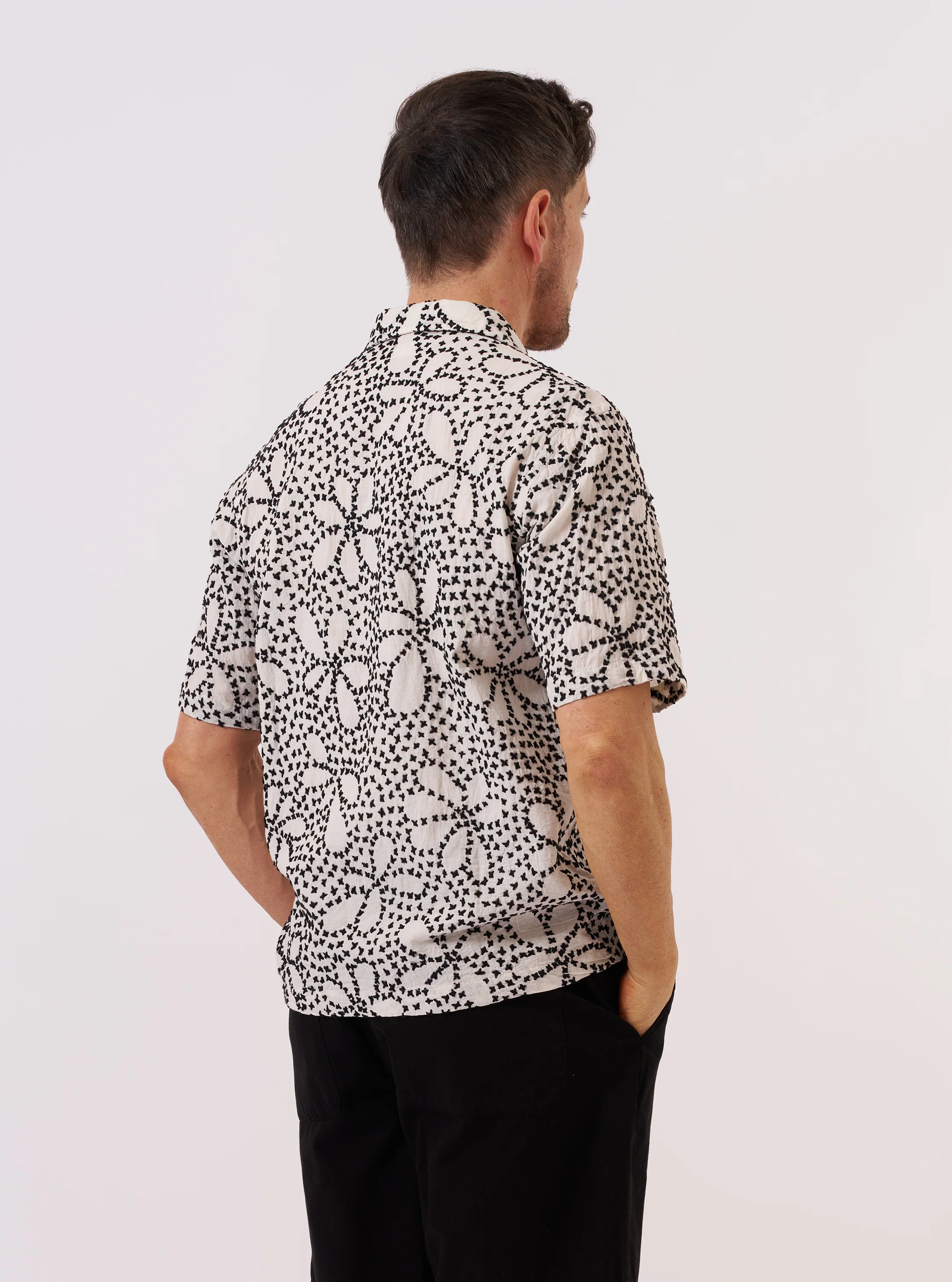 Ecru/Black Kantha Flower Road Shirt - Image 3