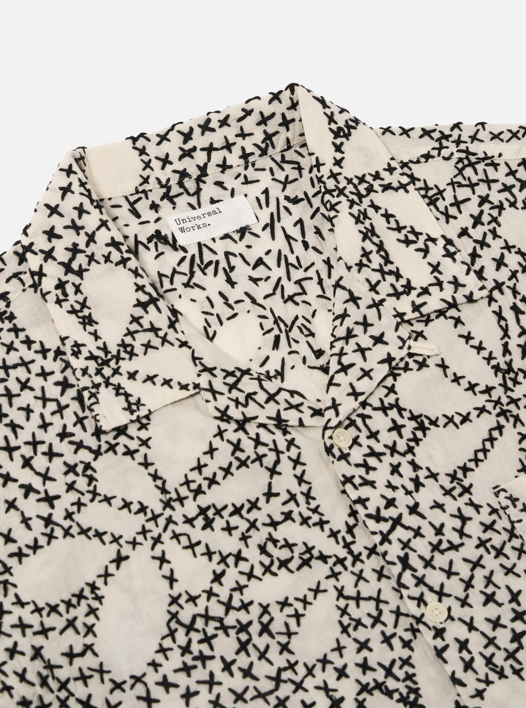 Ecru/Black Kantha Flower Road Shirt - Image 6