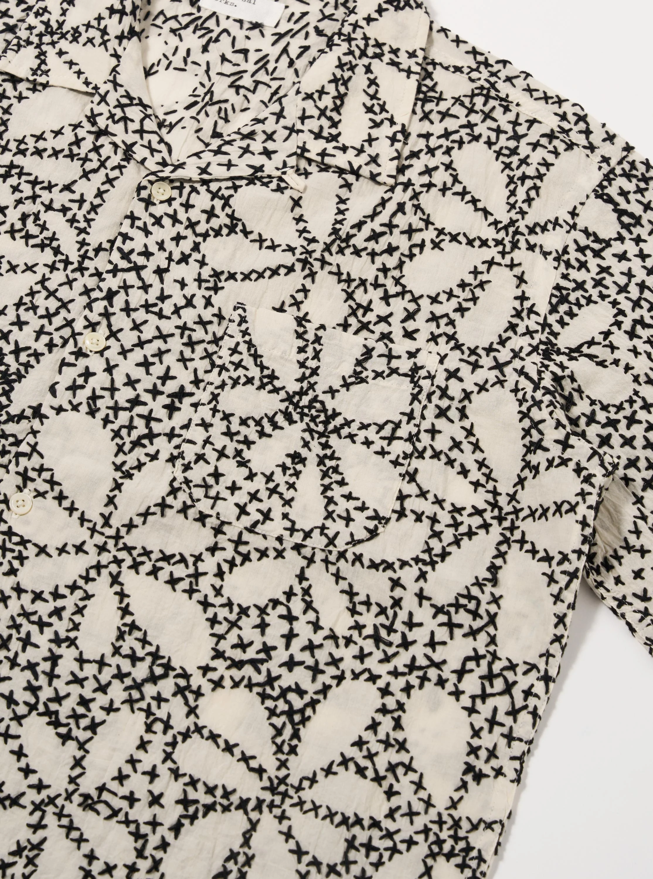 Ecru/Black Kantha Flower Road Shirt - Image 7