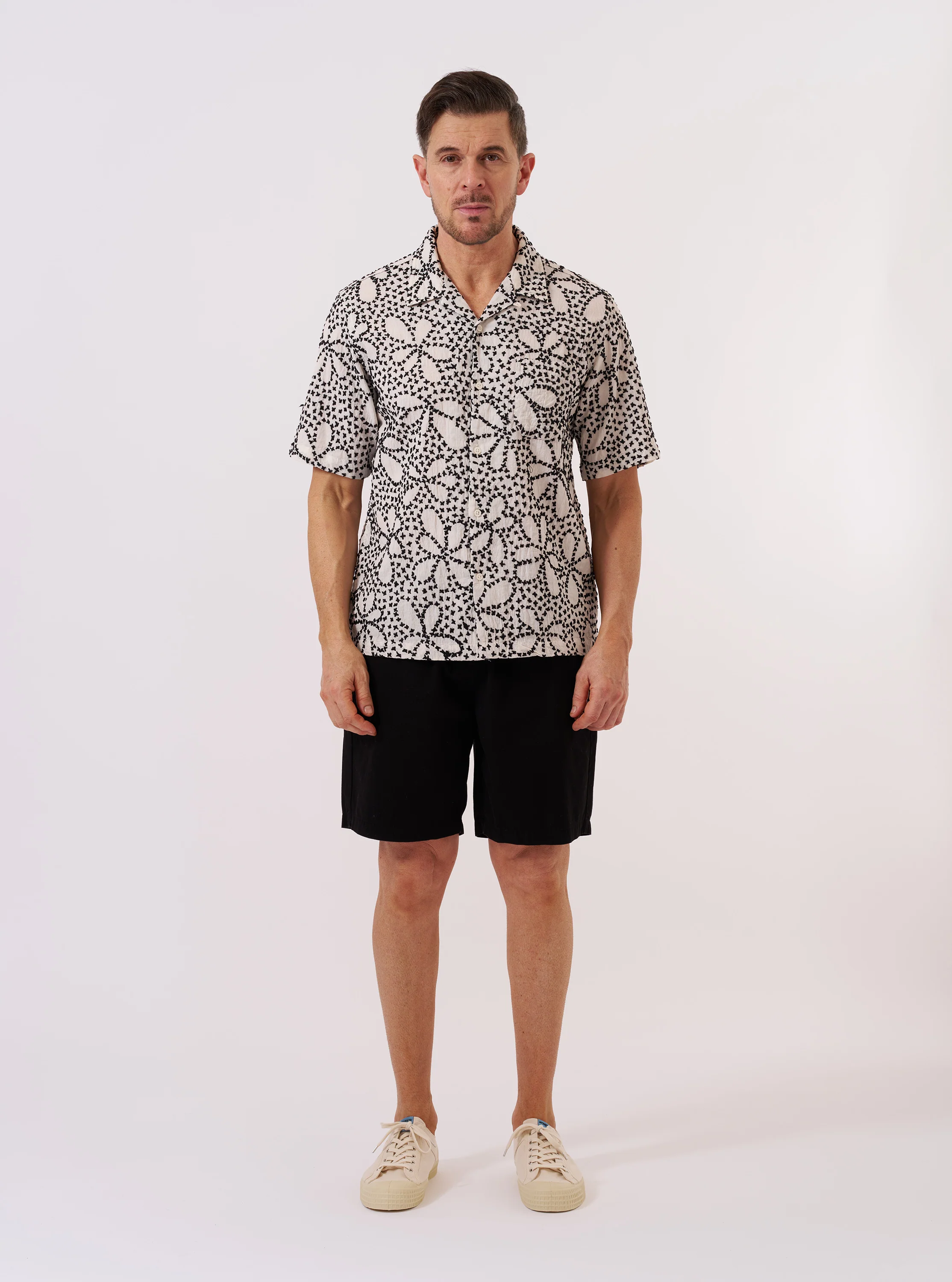 Ecru/Black Kantha Flower Road Shirt - Image 8