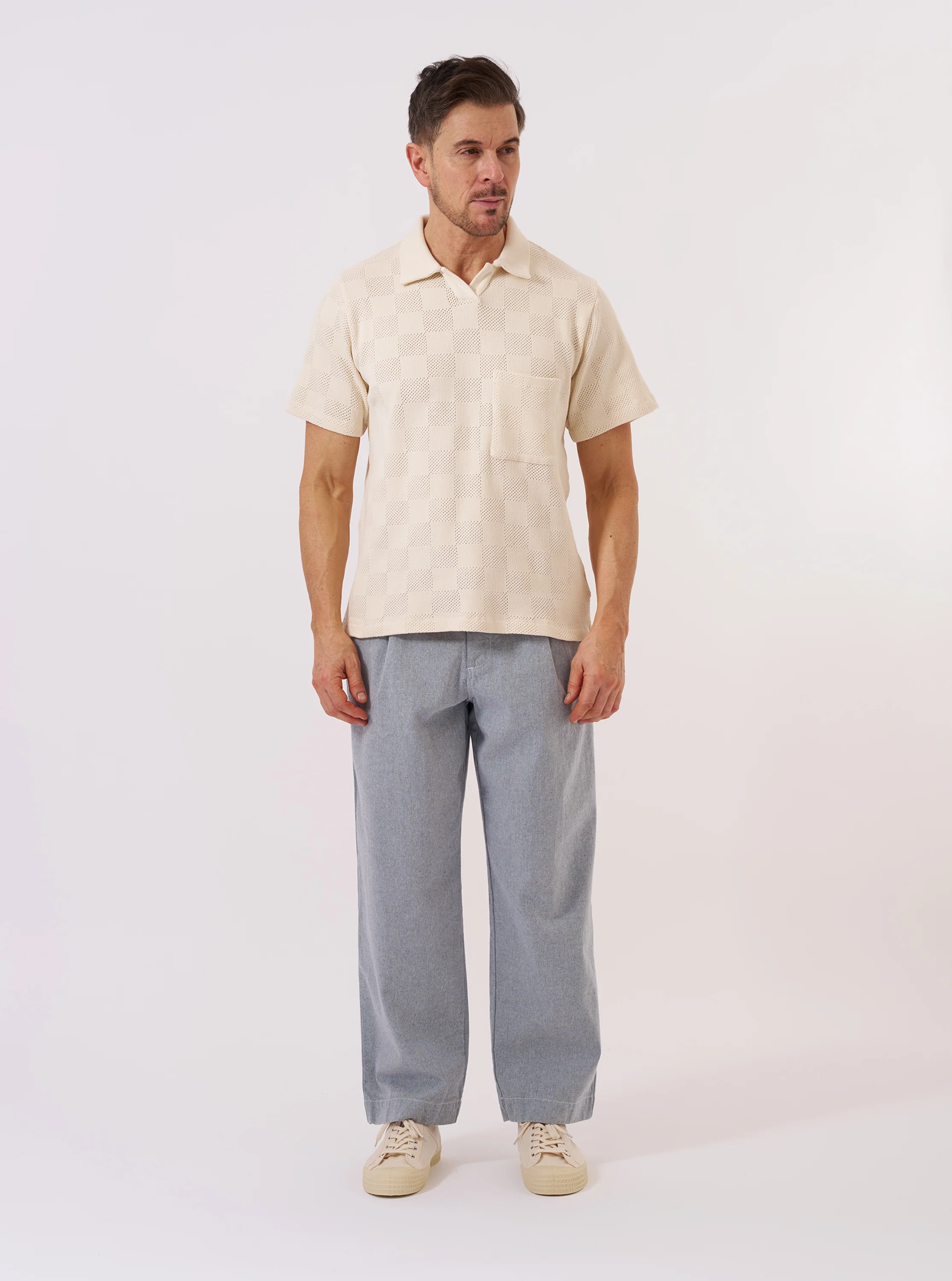 Ecru Fantasy Checkerboard Vacation Polo - Image 7