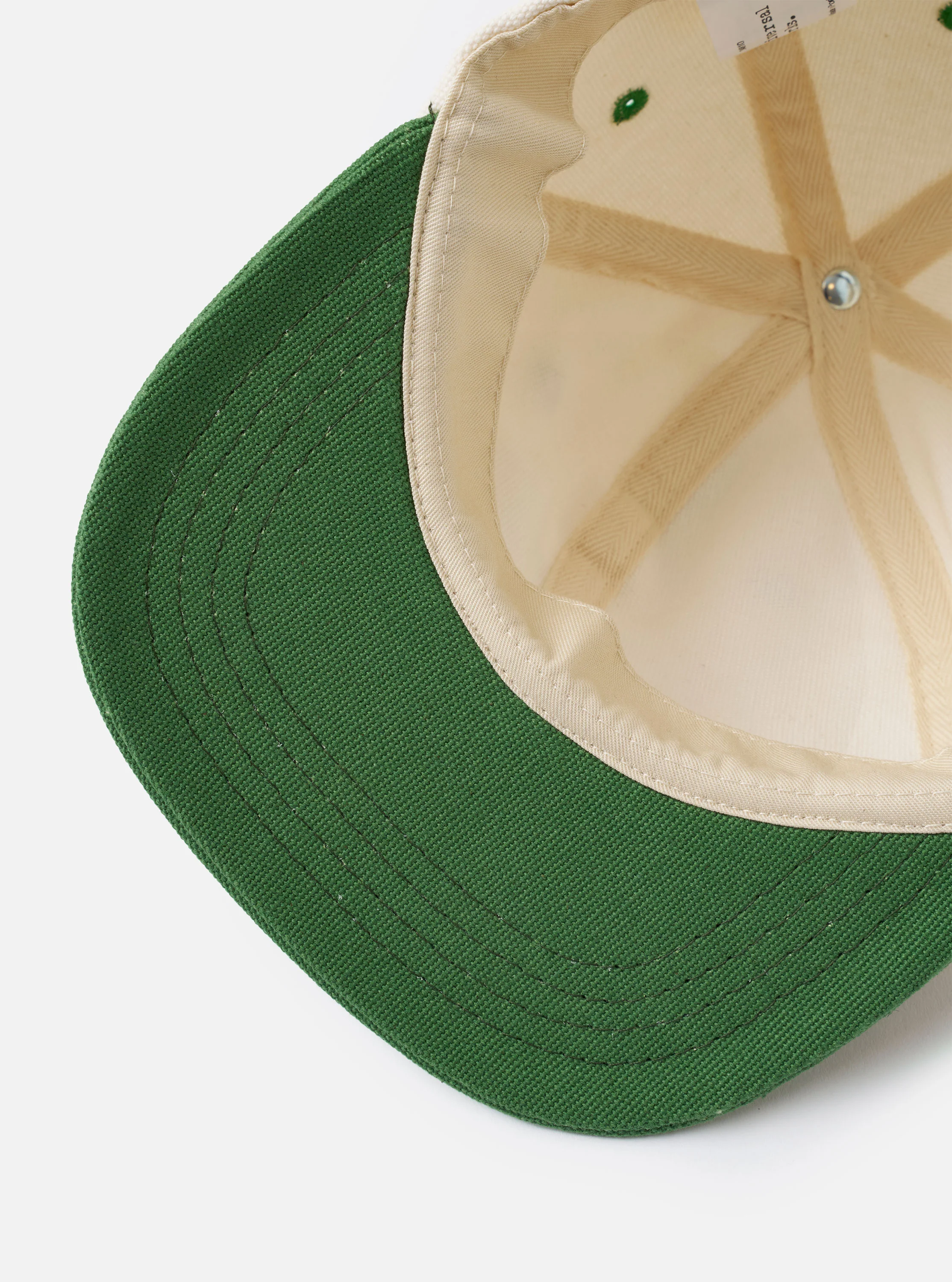 Ecru/Green Canvas Baseball Hat - Image 4