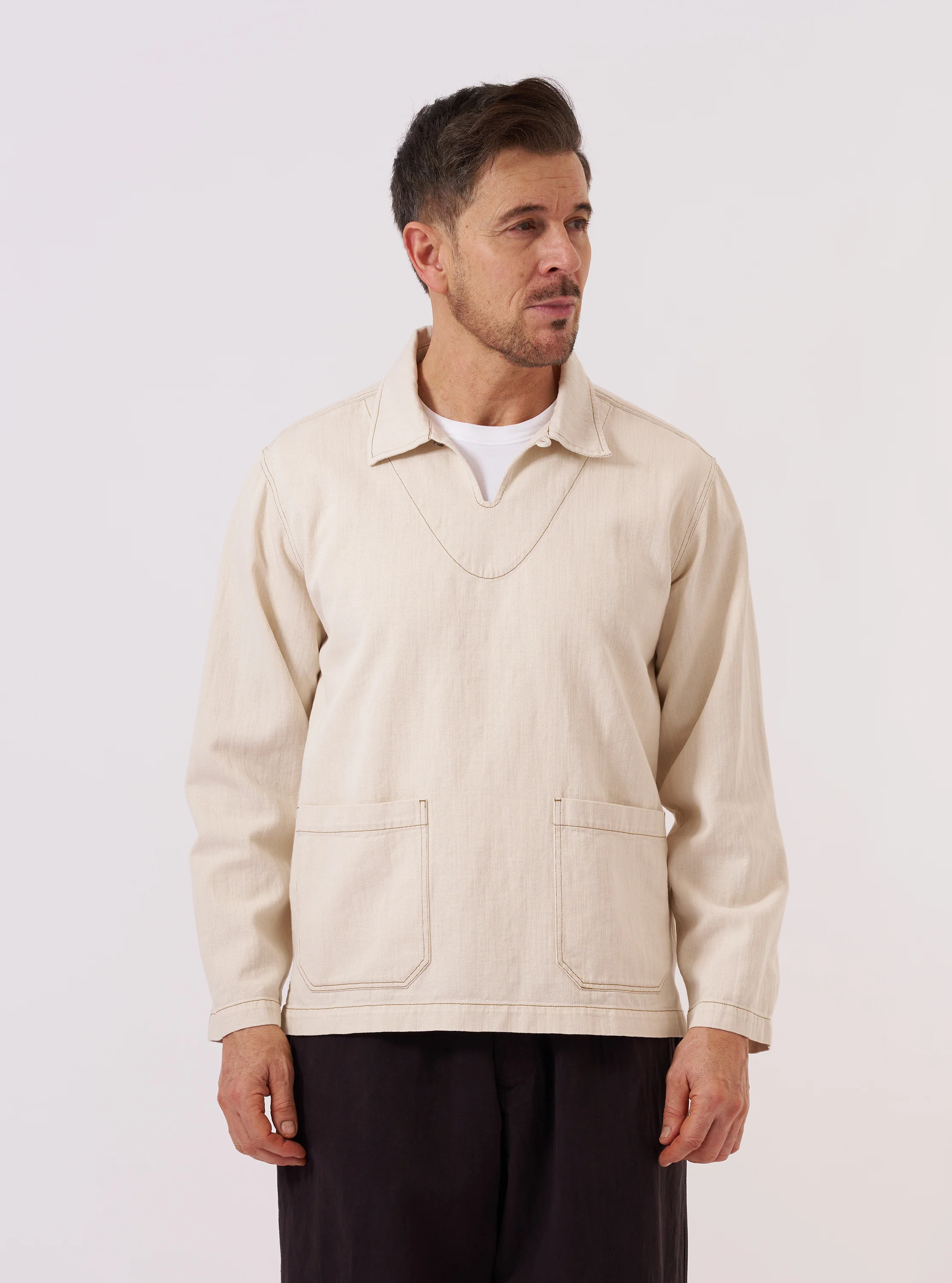 Ecru Koko Cotlin Smock Overshirt - Image 2