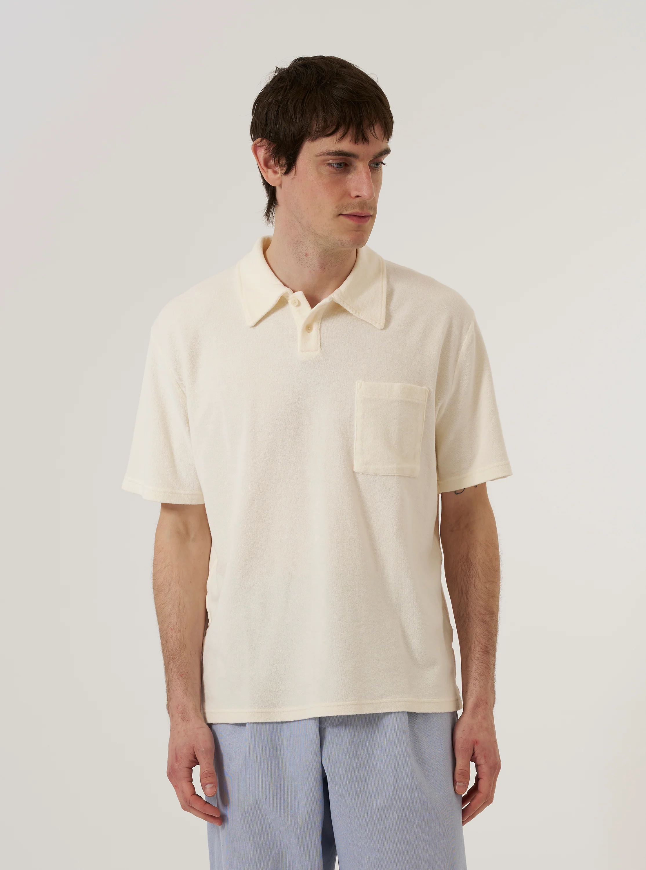 Ecru Light Weight Terry Newlyn Polo - Image 2