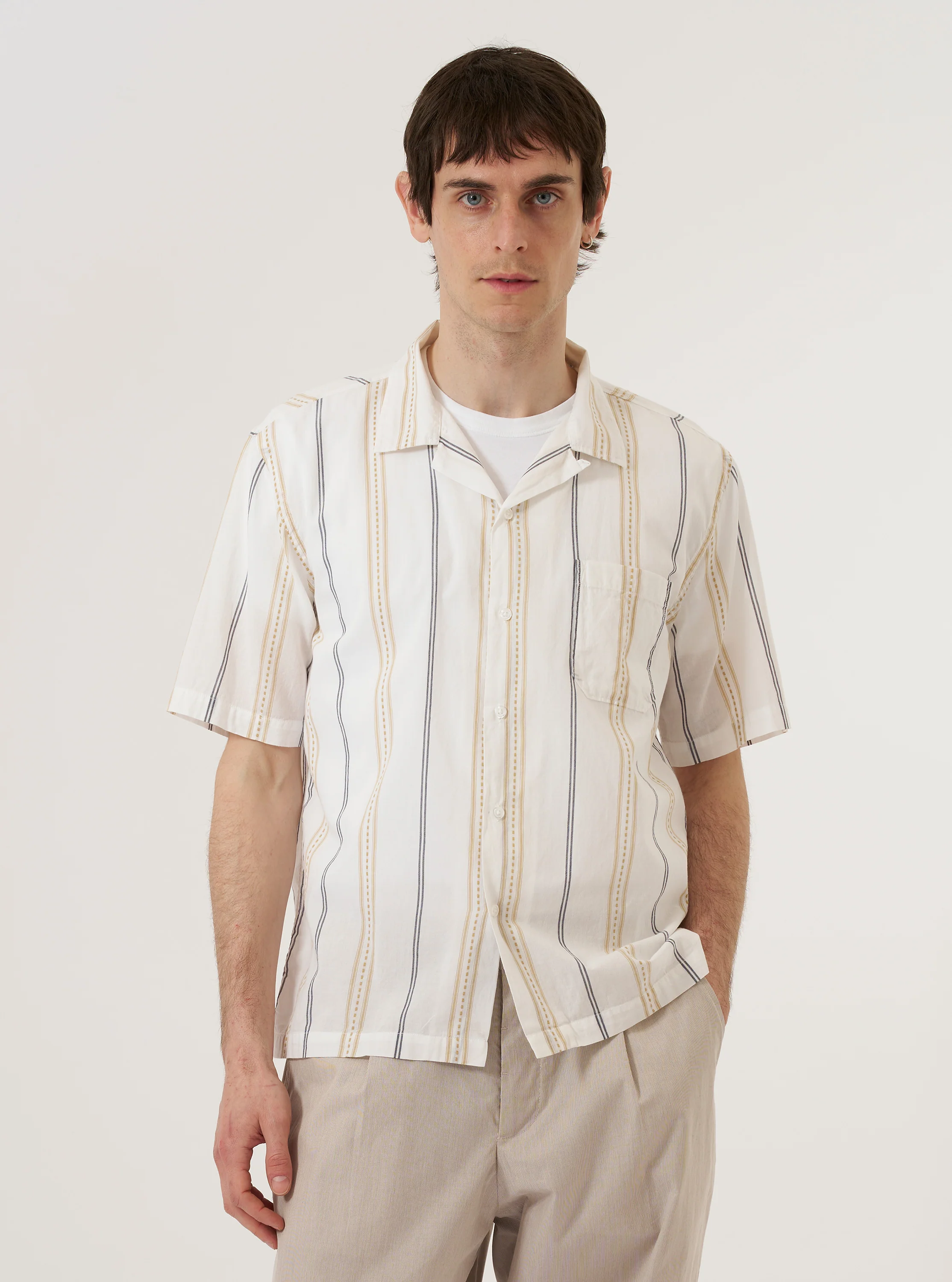 Ecru/Navy/Sand Hendrix Stripe Road Shirt - Image 2