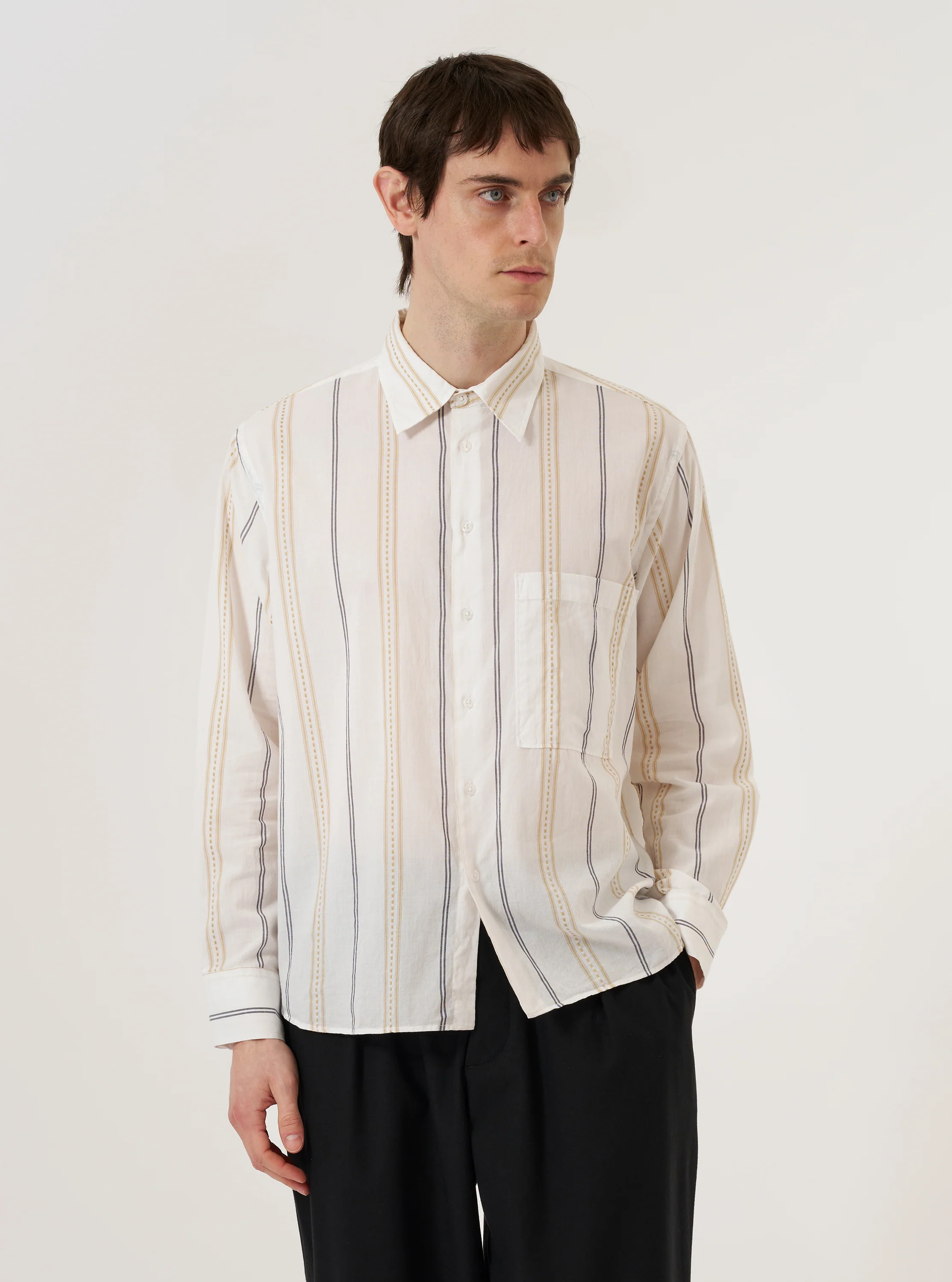Ecru/Navy/Sand Hendrix Stripe Square Pocket Shirt - Image 2