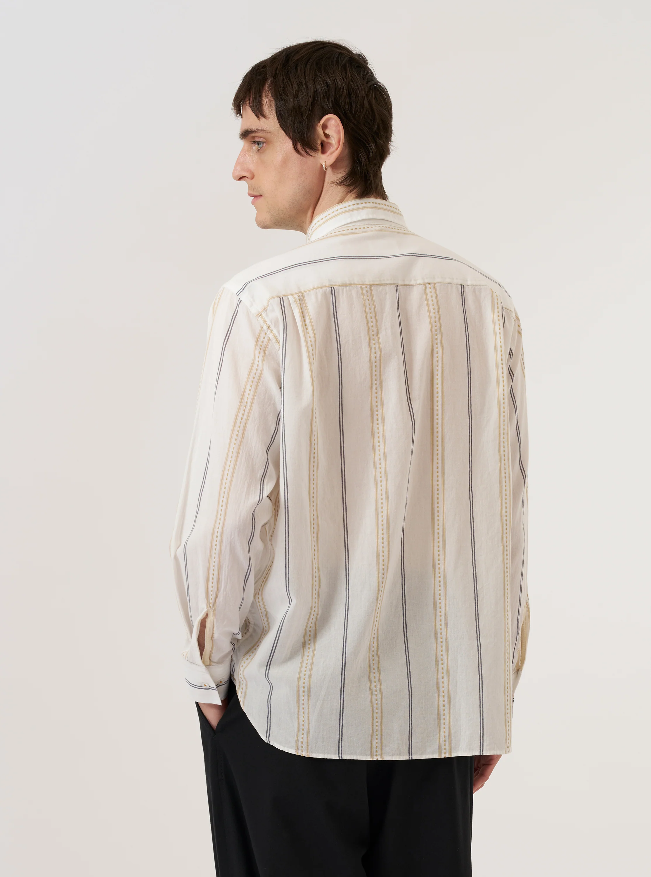 Ecru/Navy/Sand Hendrix Stripe Square Pocket Shirt - Image 3