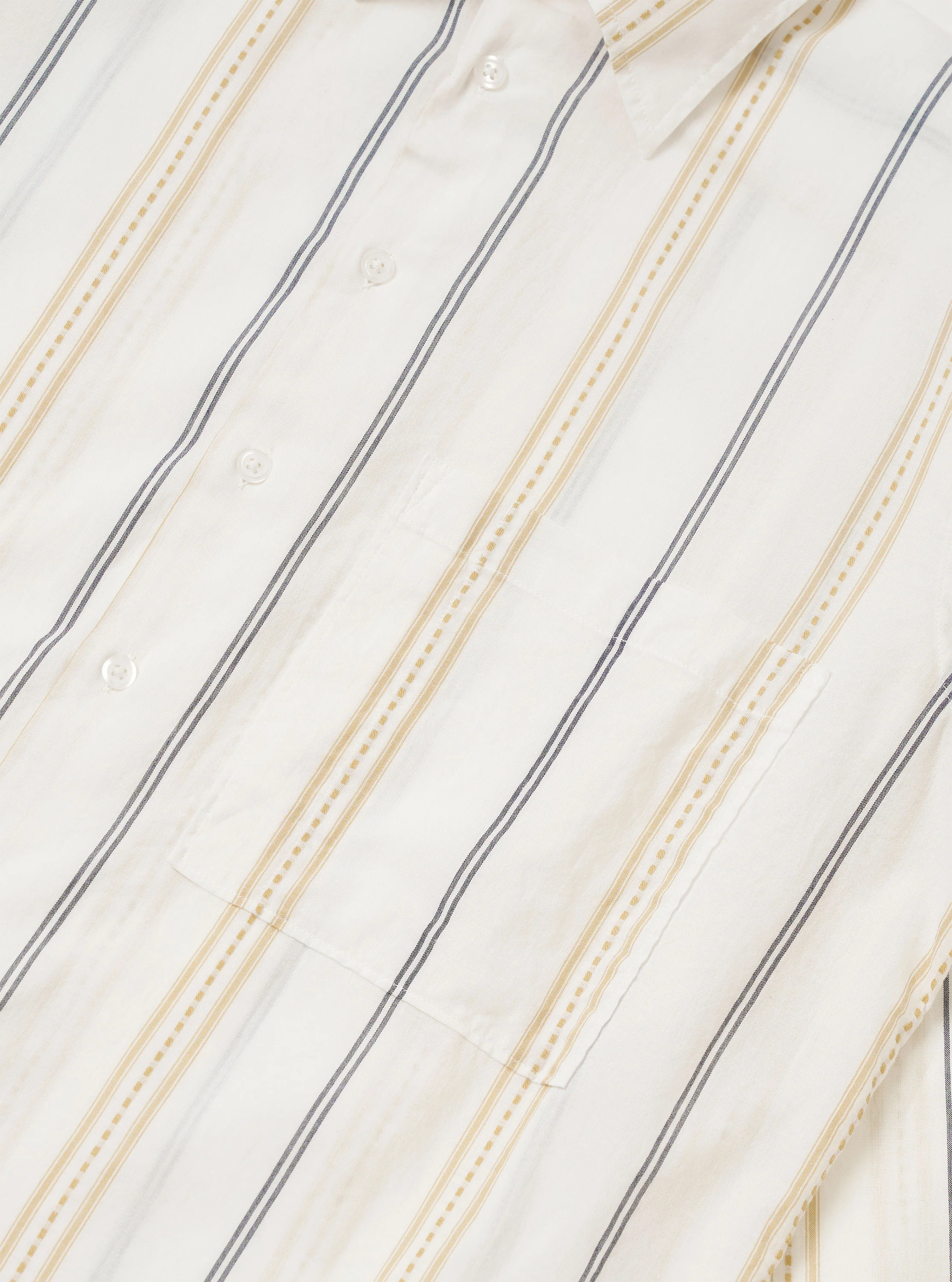 Ecru/Navy/Sand Hendrix Stripe Square Pocket Shirt - Image 6