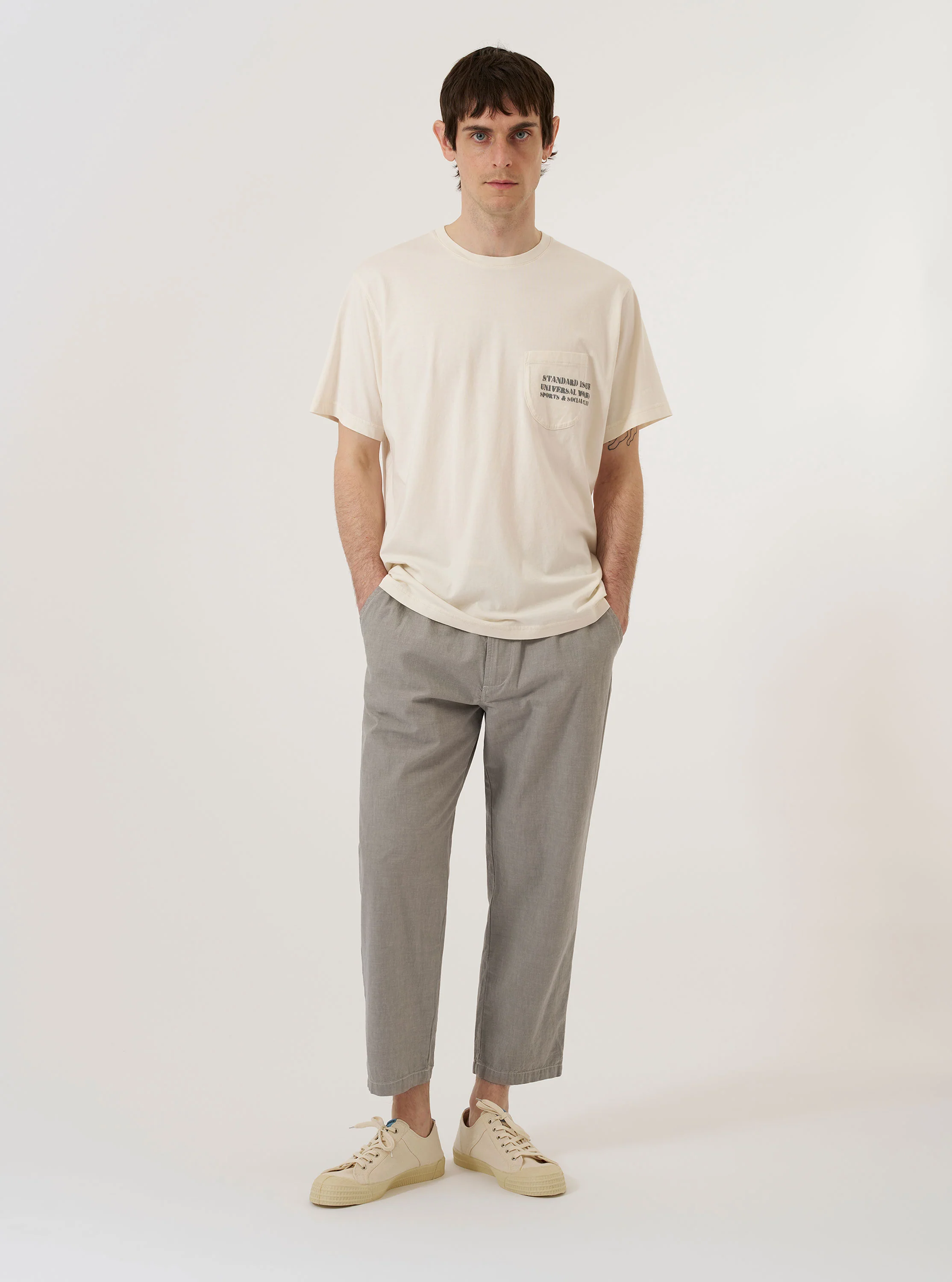 Ecru Organic Jersey Print Pocket Tee - Image 7