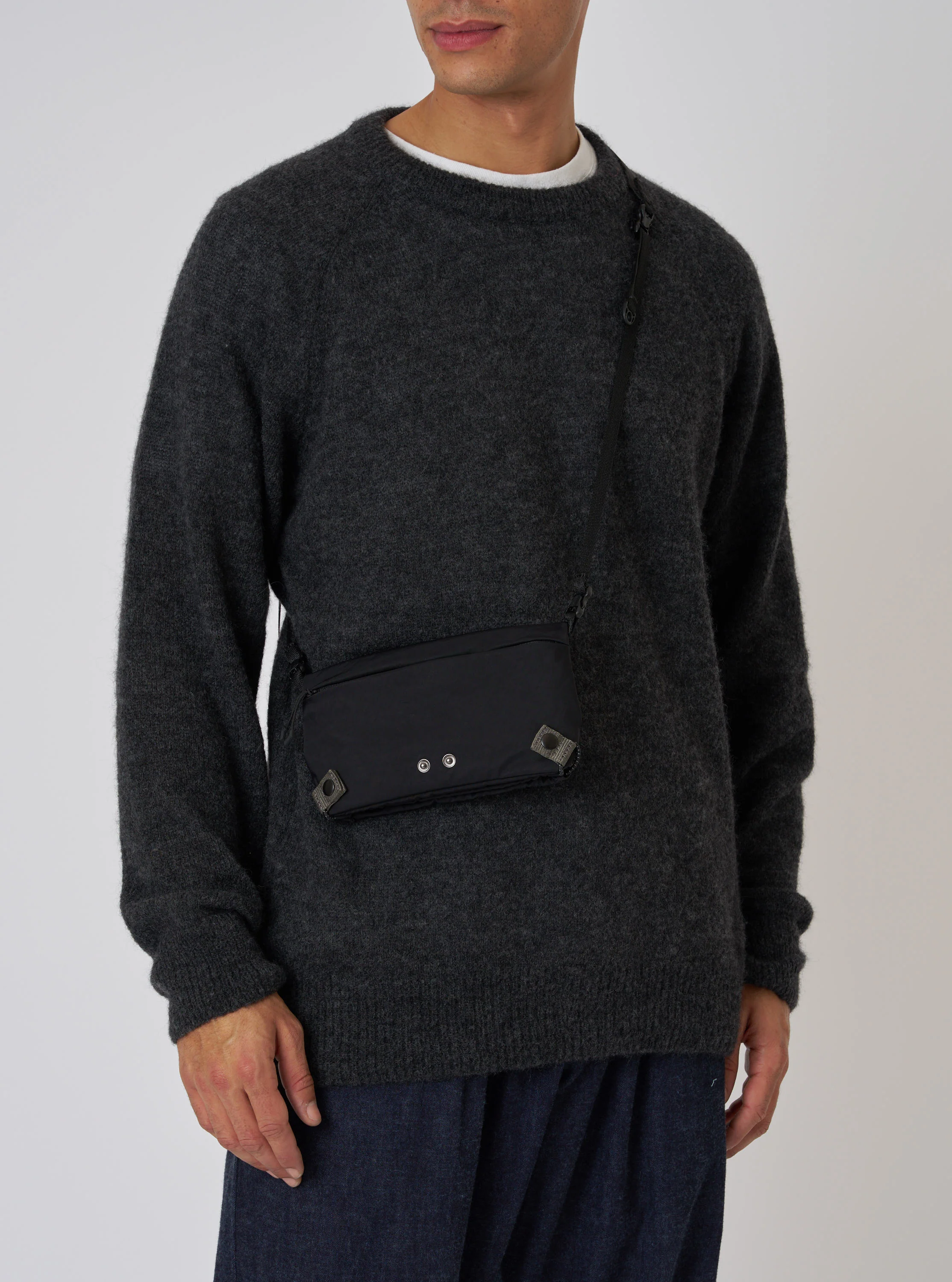 F/CE.® Black Nylon Textured Twill Drawstring Sacoche - Image 2