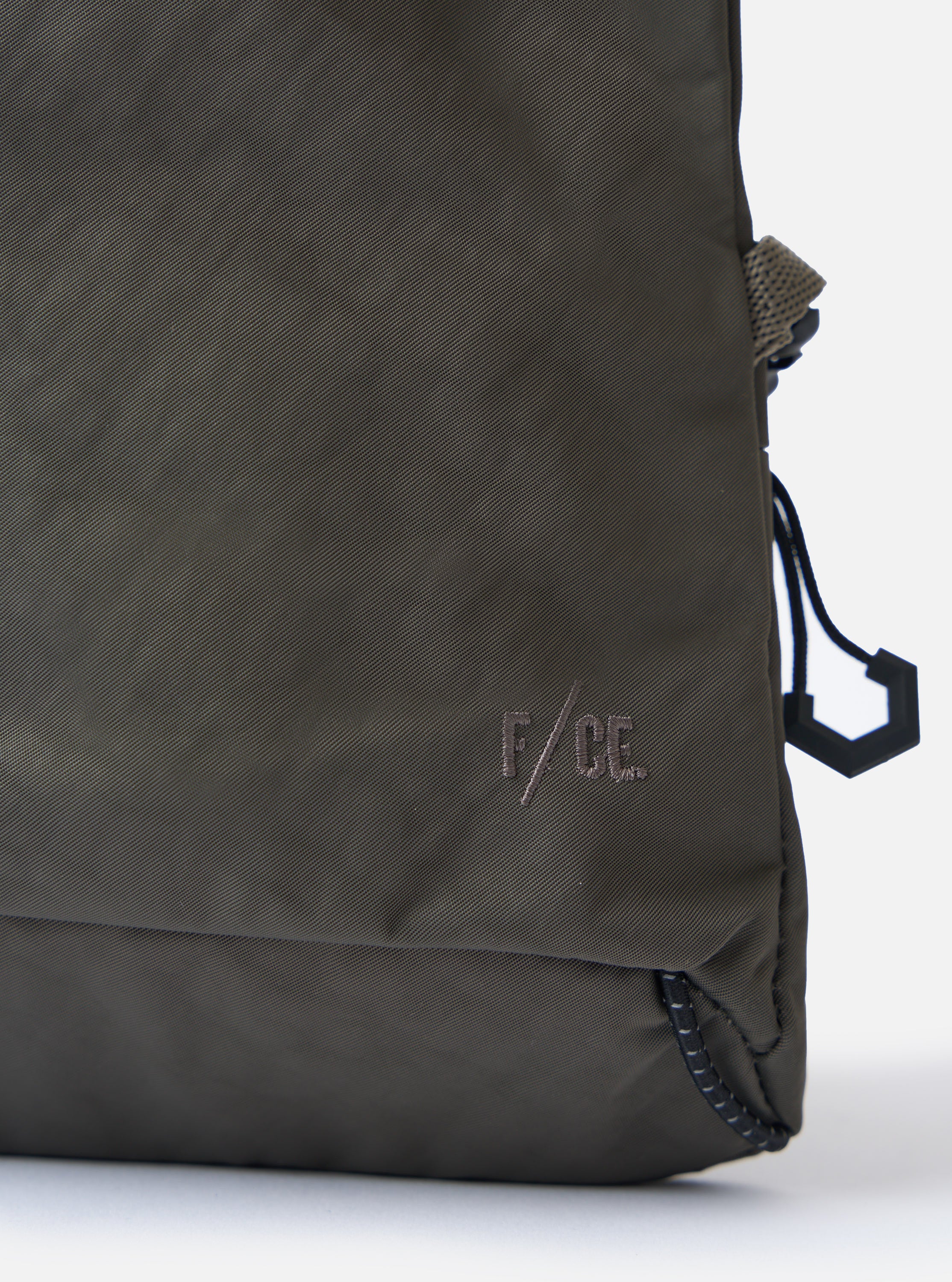 F/CE.® Charcoal Nylon Textured Twill Drawstring Sacoche - Image 5