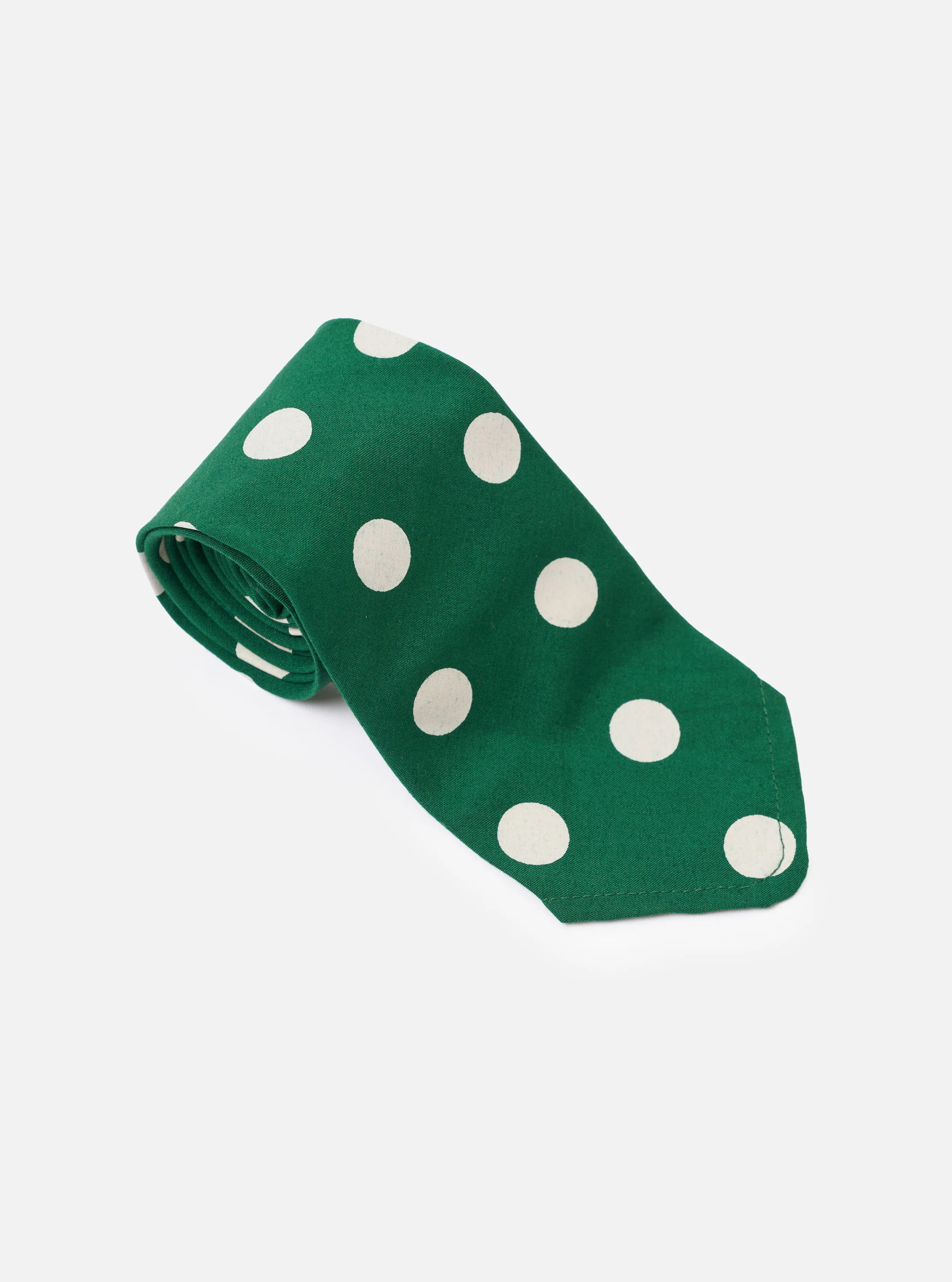 Forest Green Bold Dot Print Rayon Tie - Image 2