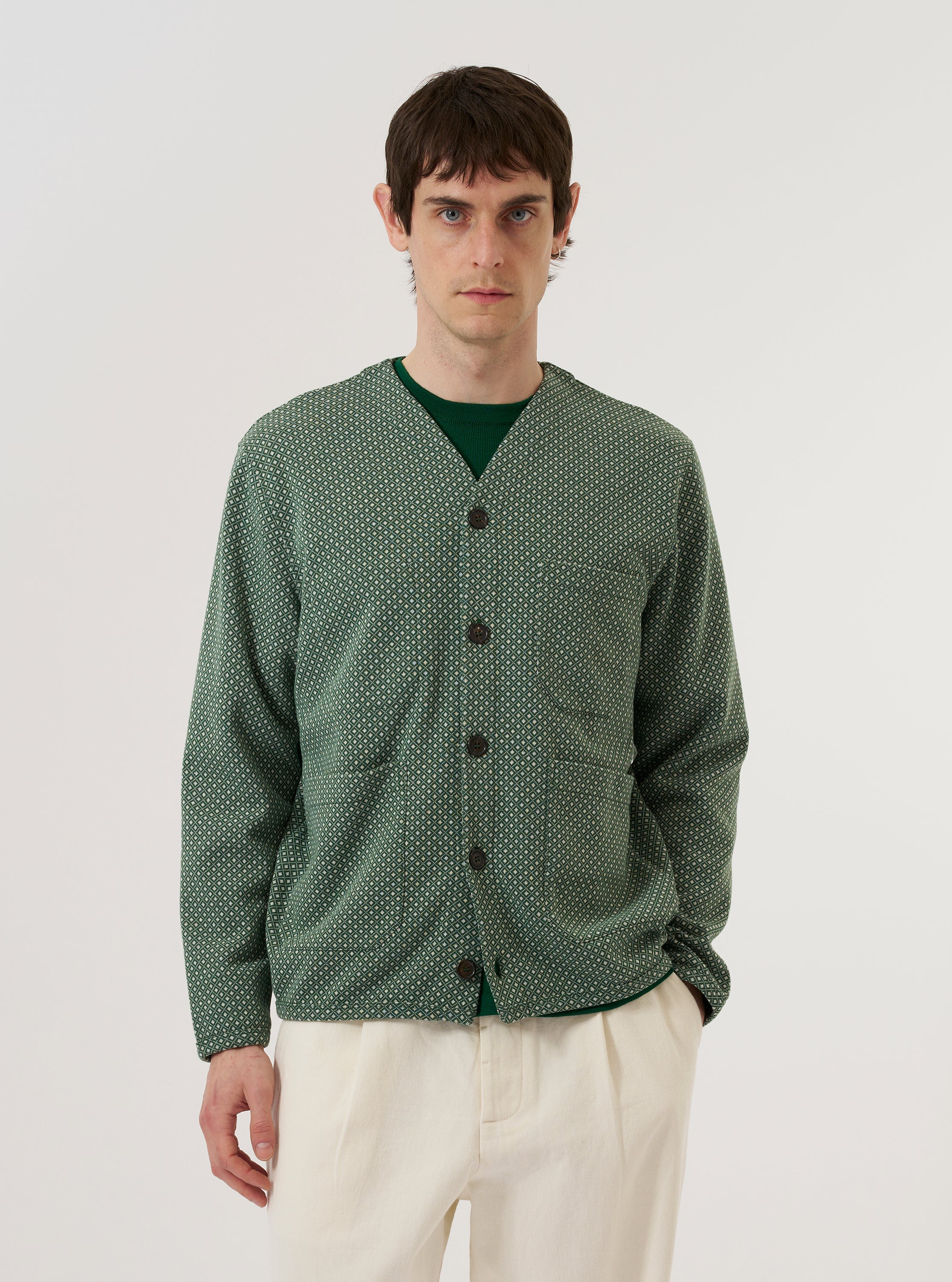 Green Argyll Jersey Cardigan - Image 2