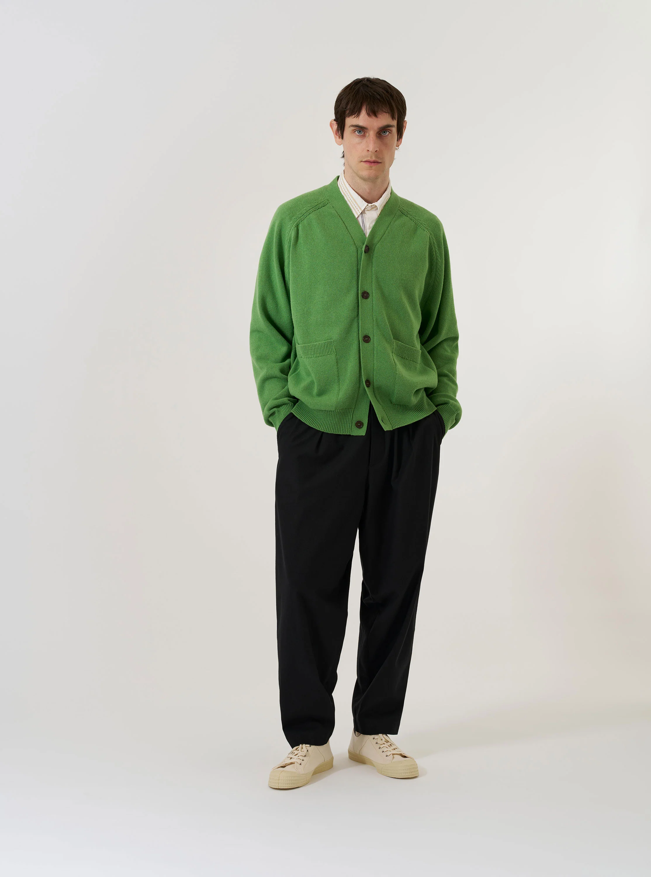 Green Eco Cotton Knit Pocket David Cardigan - Image 7
