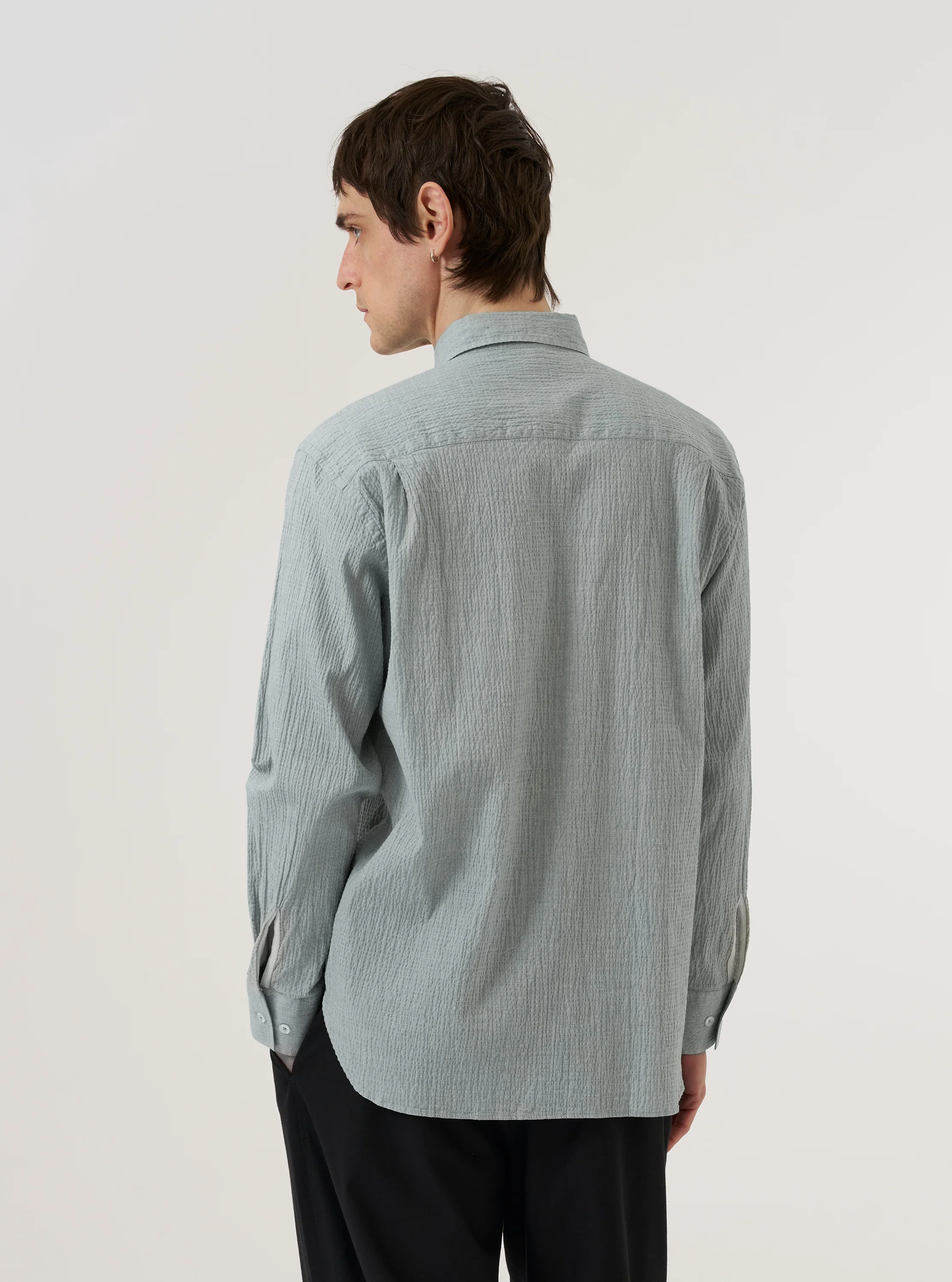Green Seersucker Square Pocket Shirt - Image 3