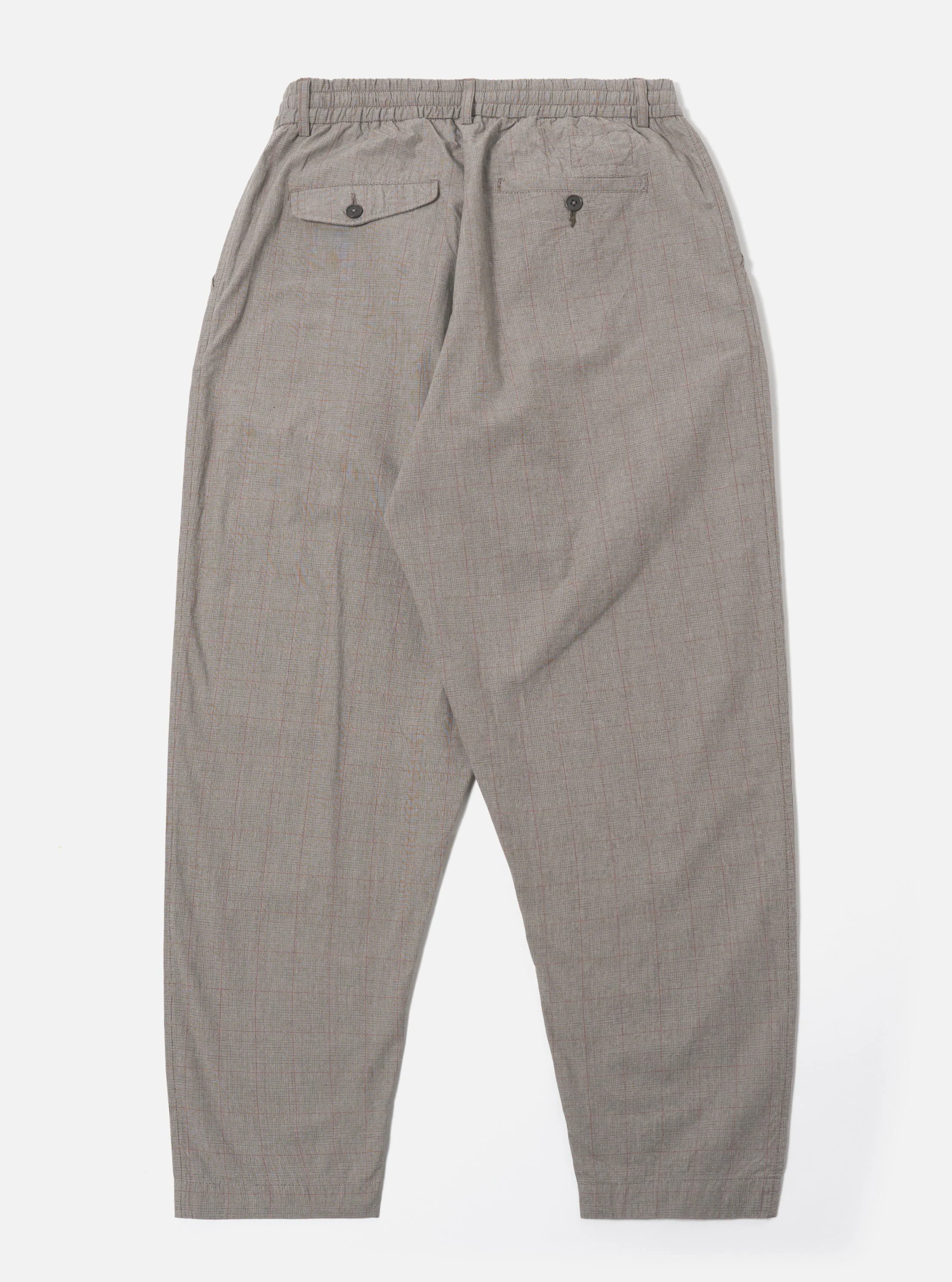 Grey Brown Wales Glen Check Pleated Track Pant - Image 3