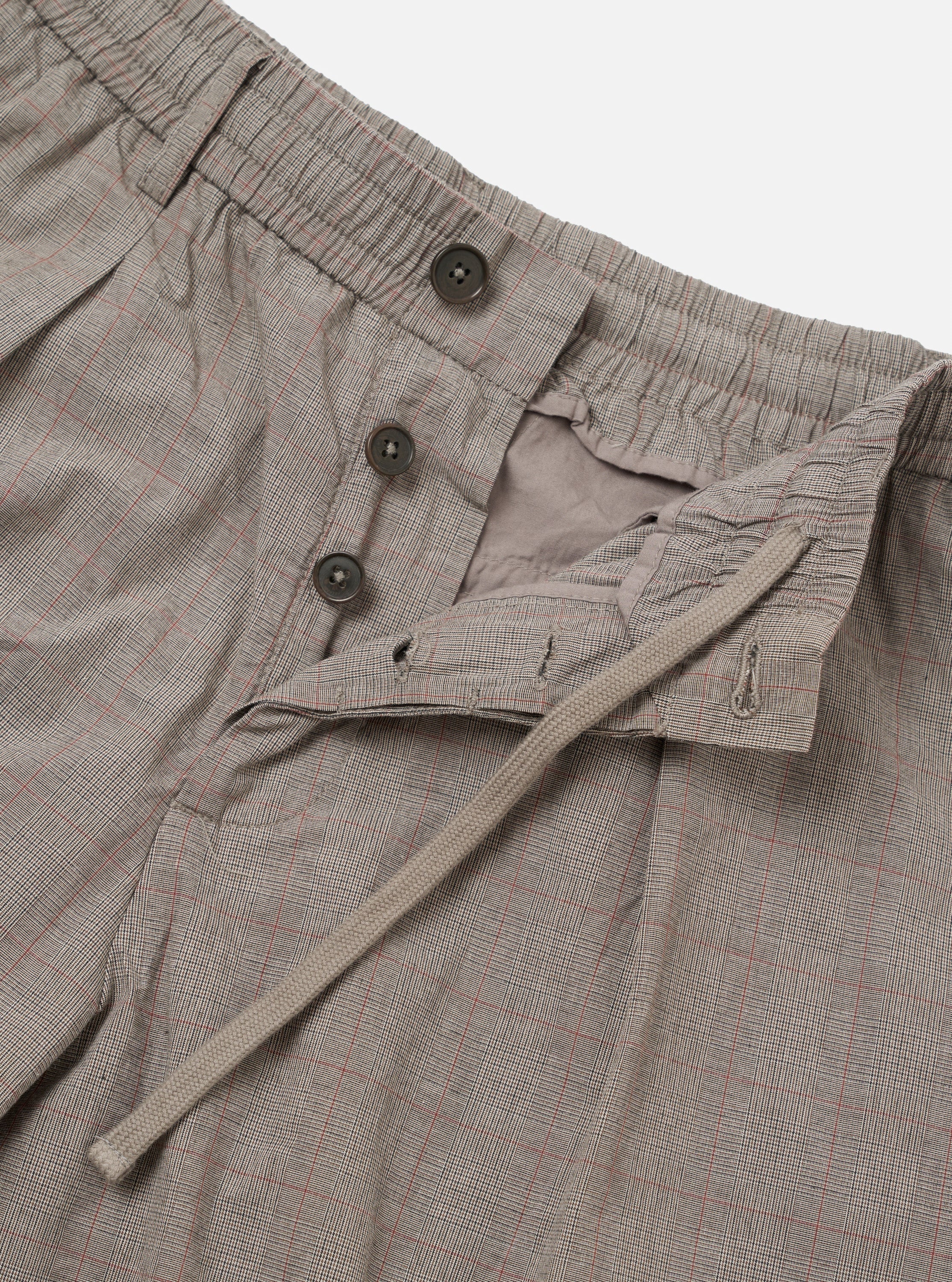 Grey Brown Wales Glen Check Pleated Track Pant - Image 4