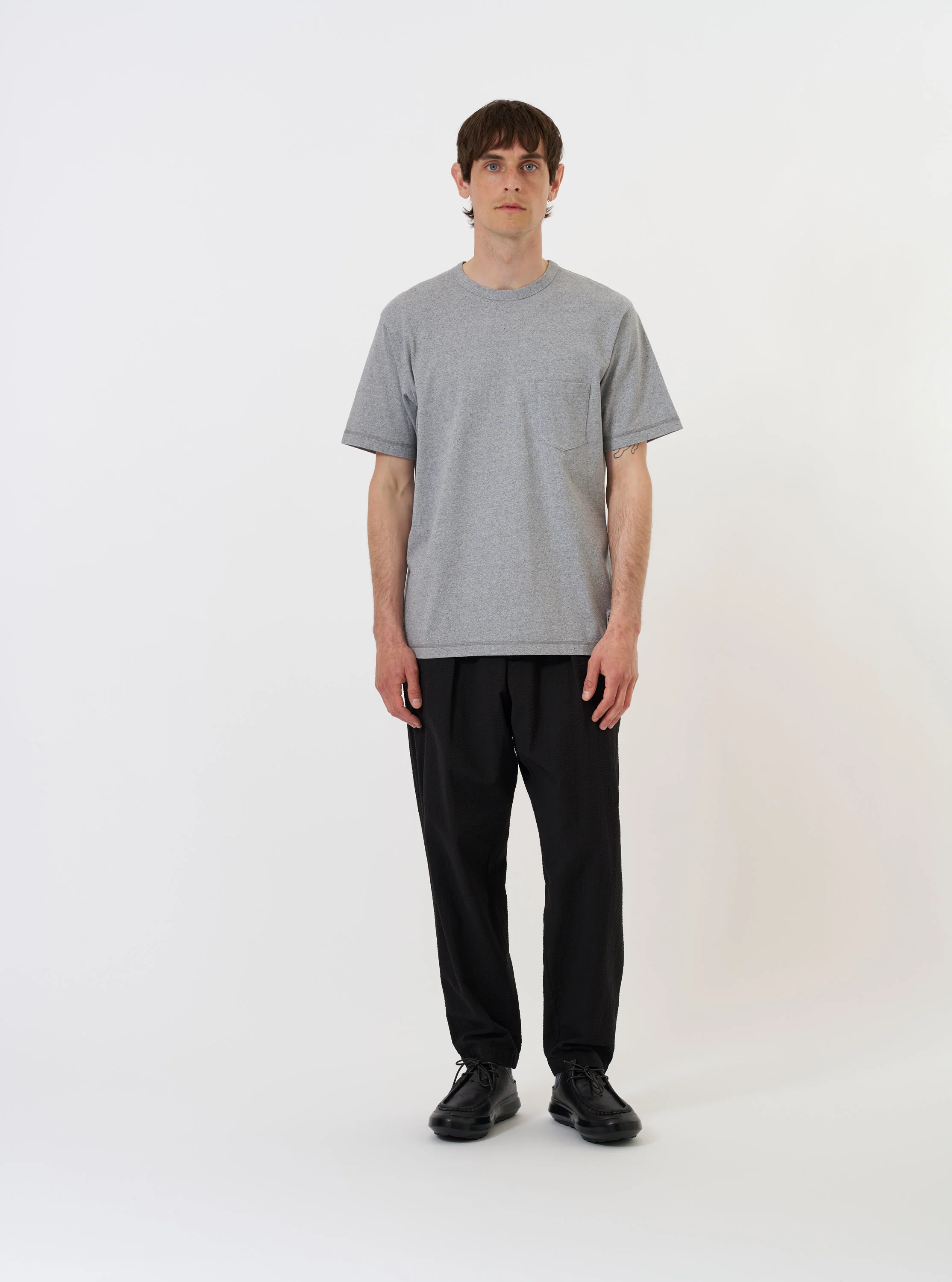 Grey Marl Recycled/Bio Jersey Core Pocket Tee - Image 8