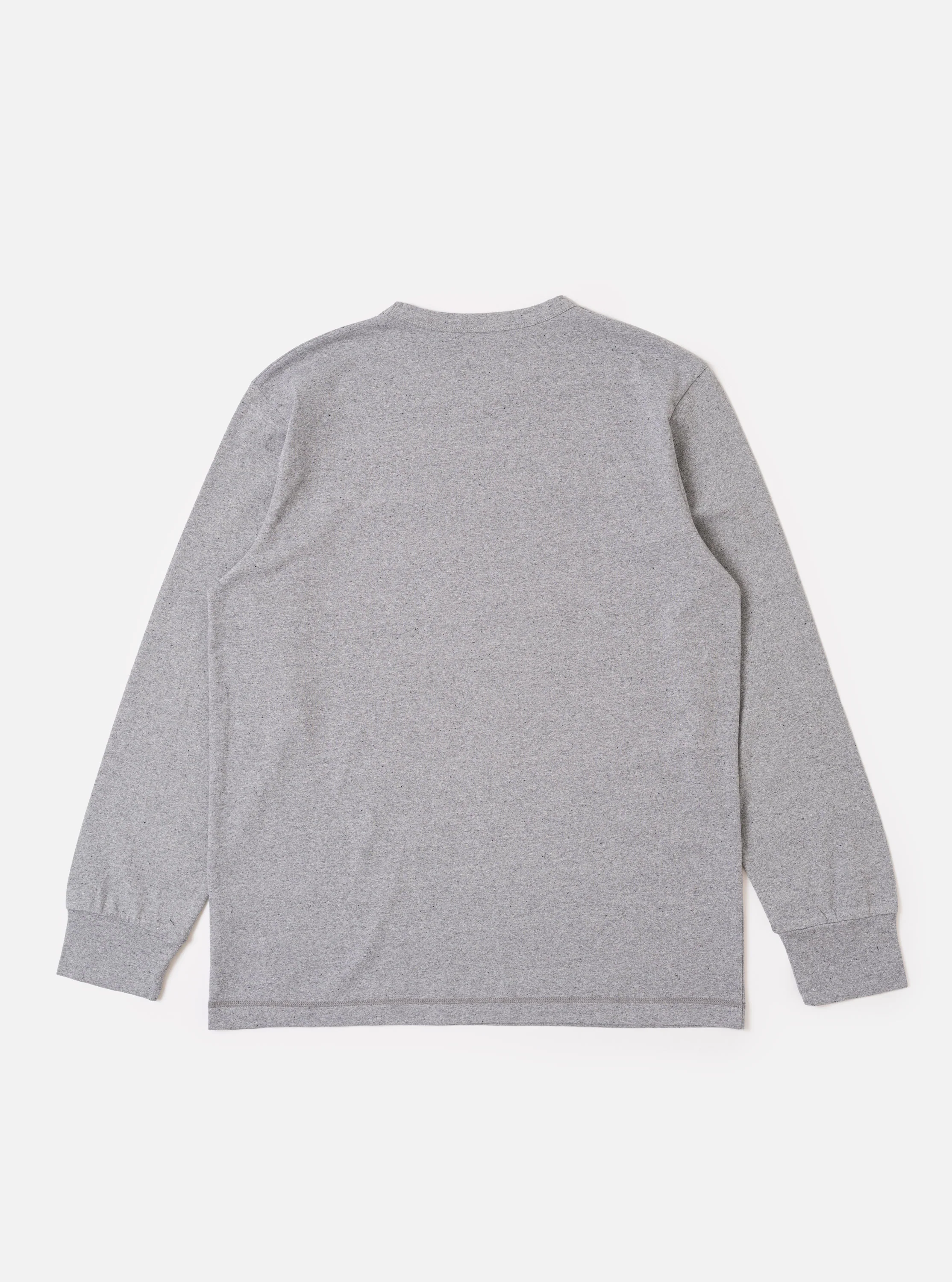 Grey Marl Recycled/Bio Jersey Henry L/S Tee - Image 5