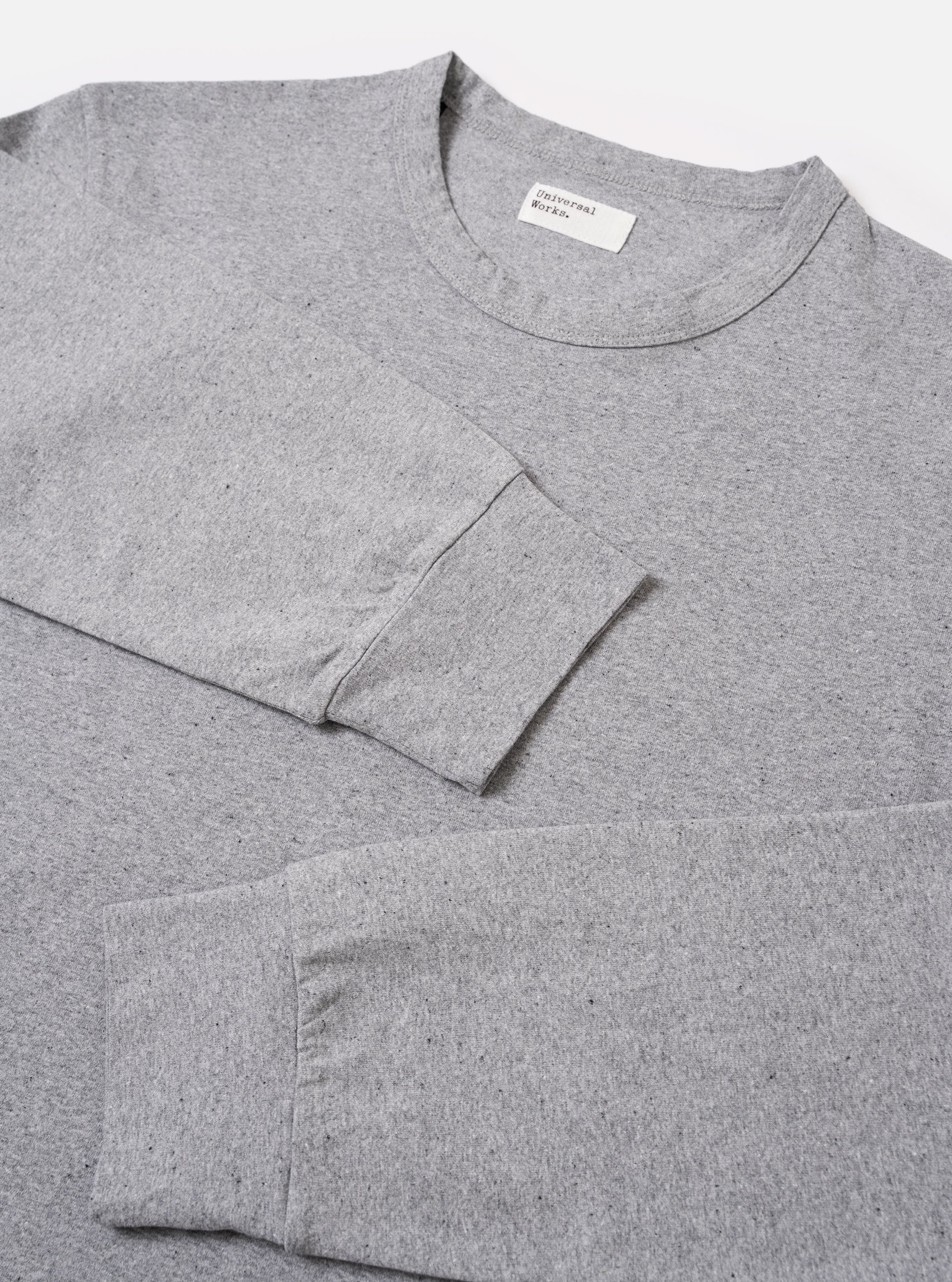 Grey Marl Recycled/Bio Jersey Henry L/S Tee - Image 6