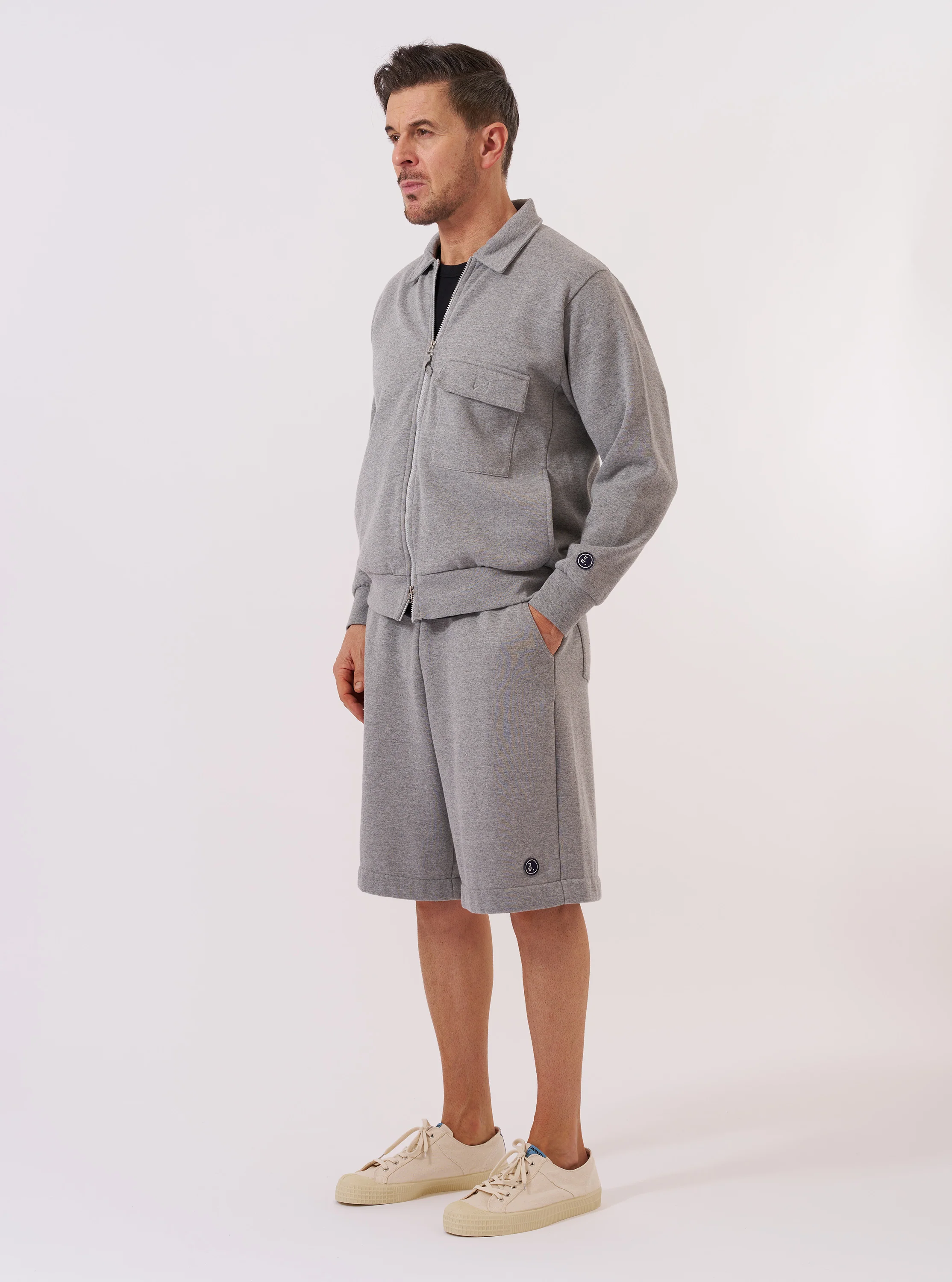Grey Marl Recycled Cotton Blend Jersey Tyler Jacket - Image 8