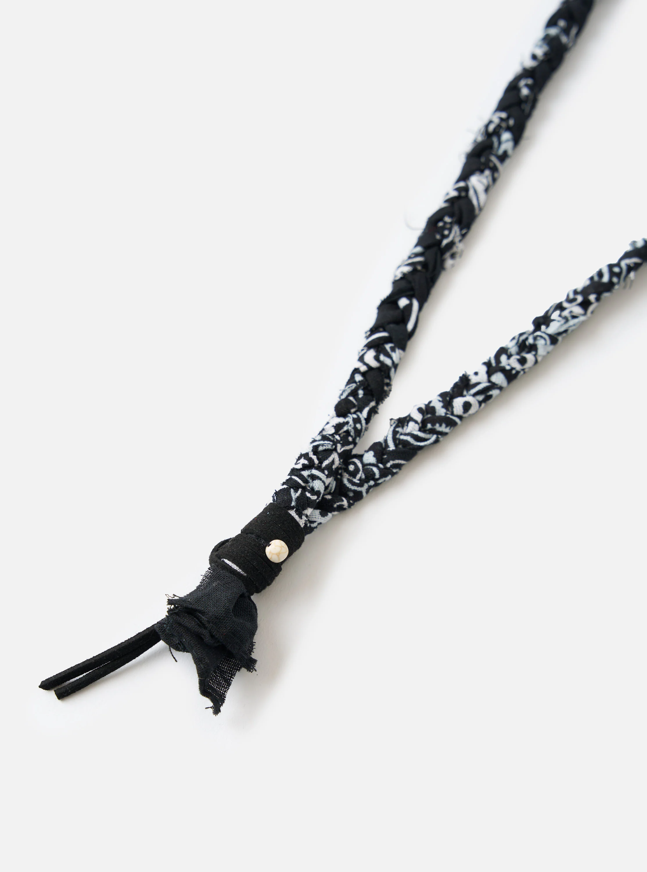 Hanami of Rome Black/Black Leather/White Turquoise Bead Bandana Necklace No.48 - Image 2