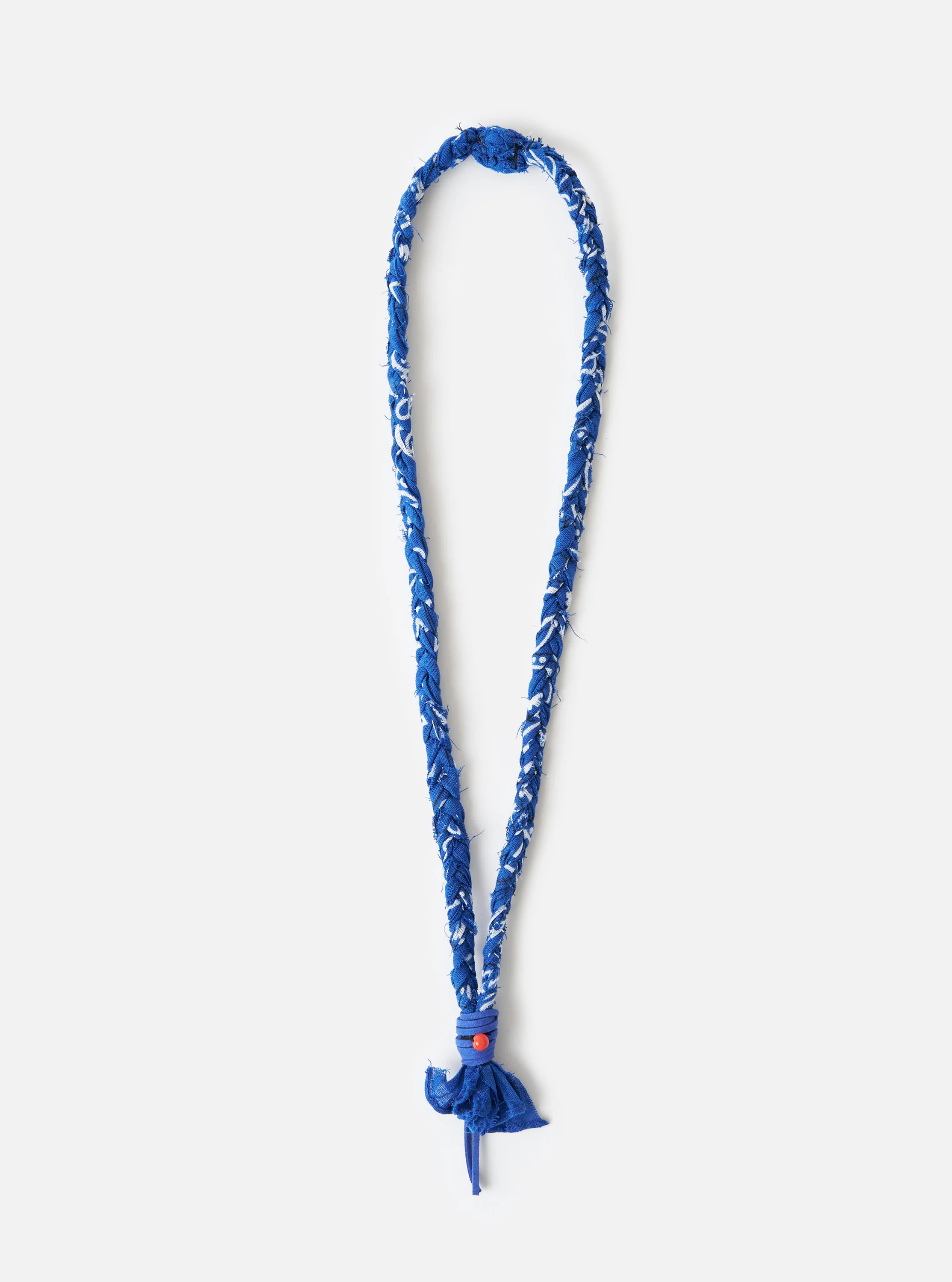 Hanami of Rome Blue Royal Leather/Peach Bead Bandana Necklace No.55