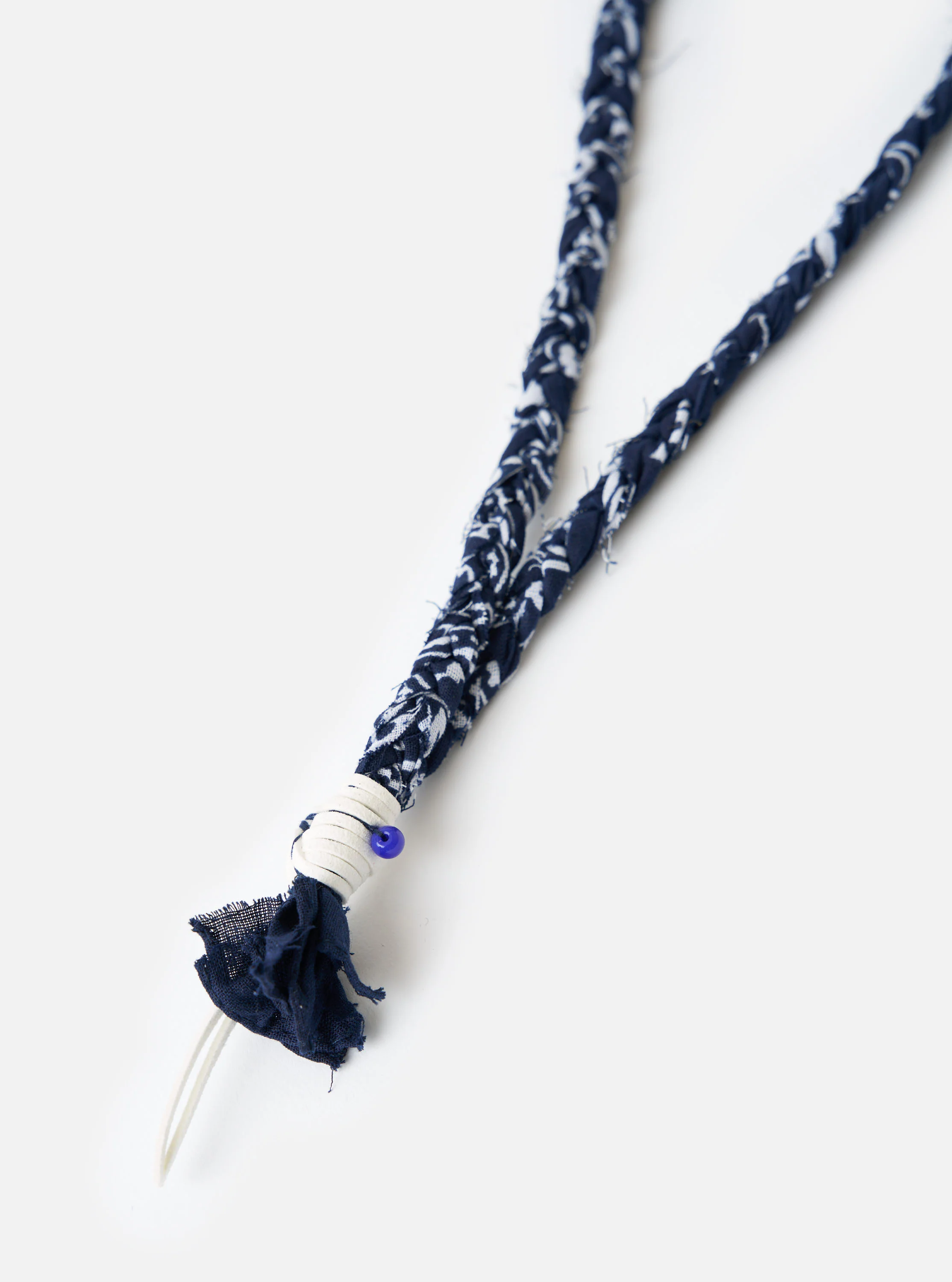 Hanami of Rome Blue/White Leather/Blue Bead Bandana Necklace No.47 - Image 2