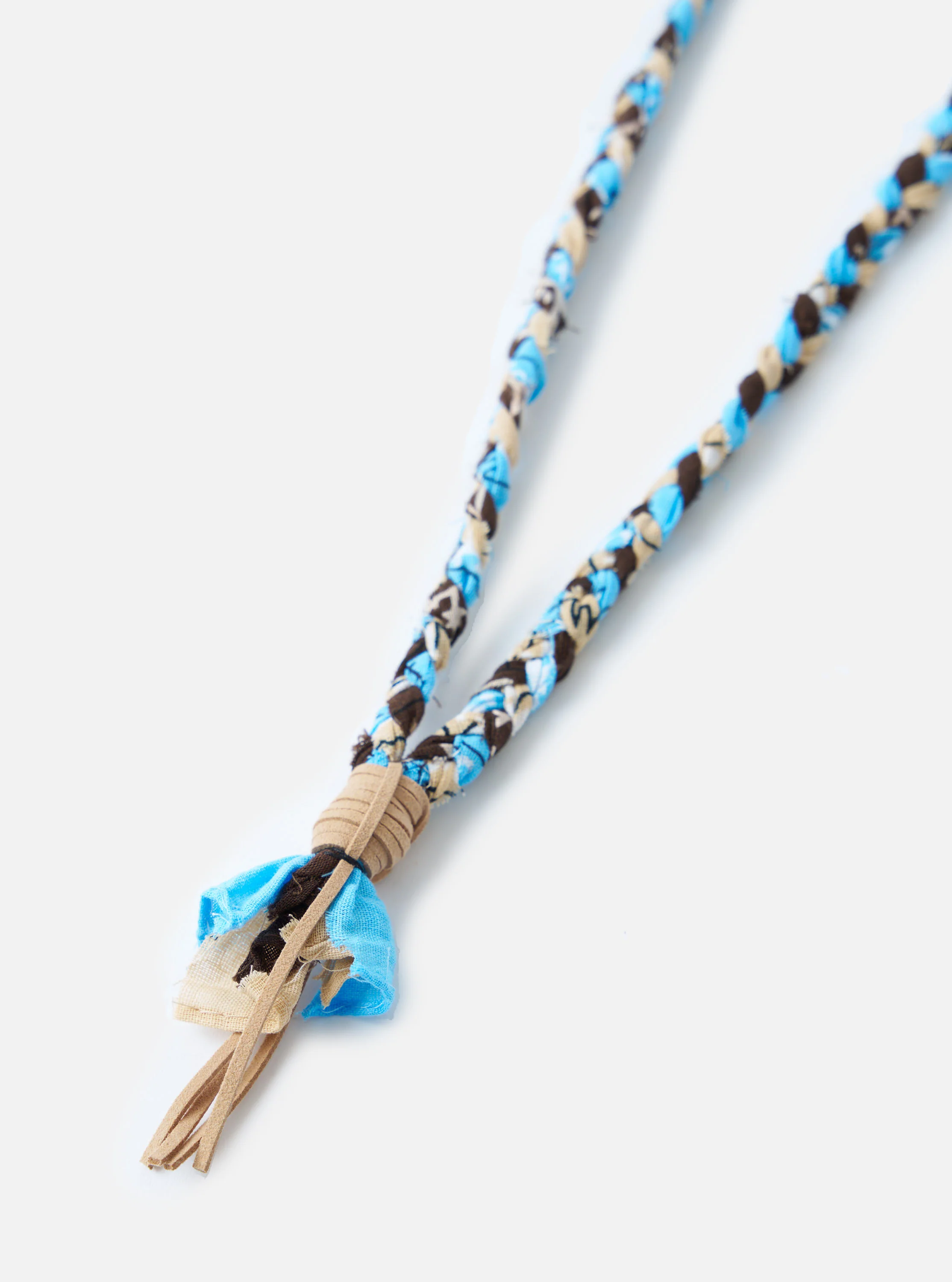 Hanami of Rome Light Blue/Beige/Brown Leather Bandana Necklace No.50 - Image 2