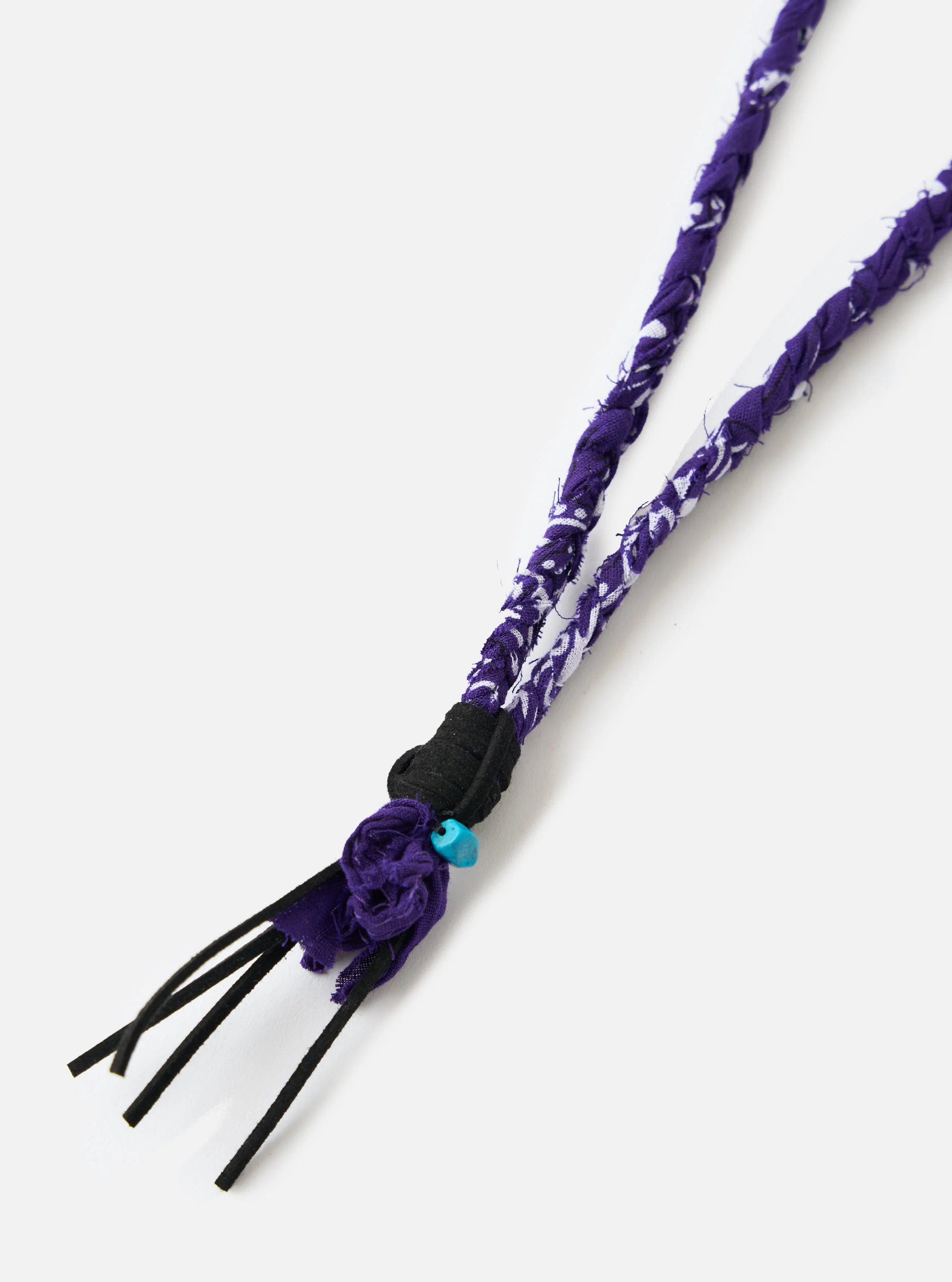 Hanami of Rome Purple/Black Leather/Turquoise Bead Bandana Necklace No.54 - Image 2