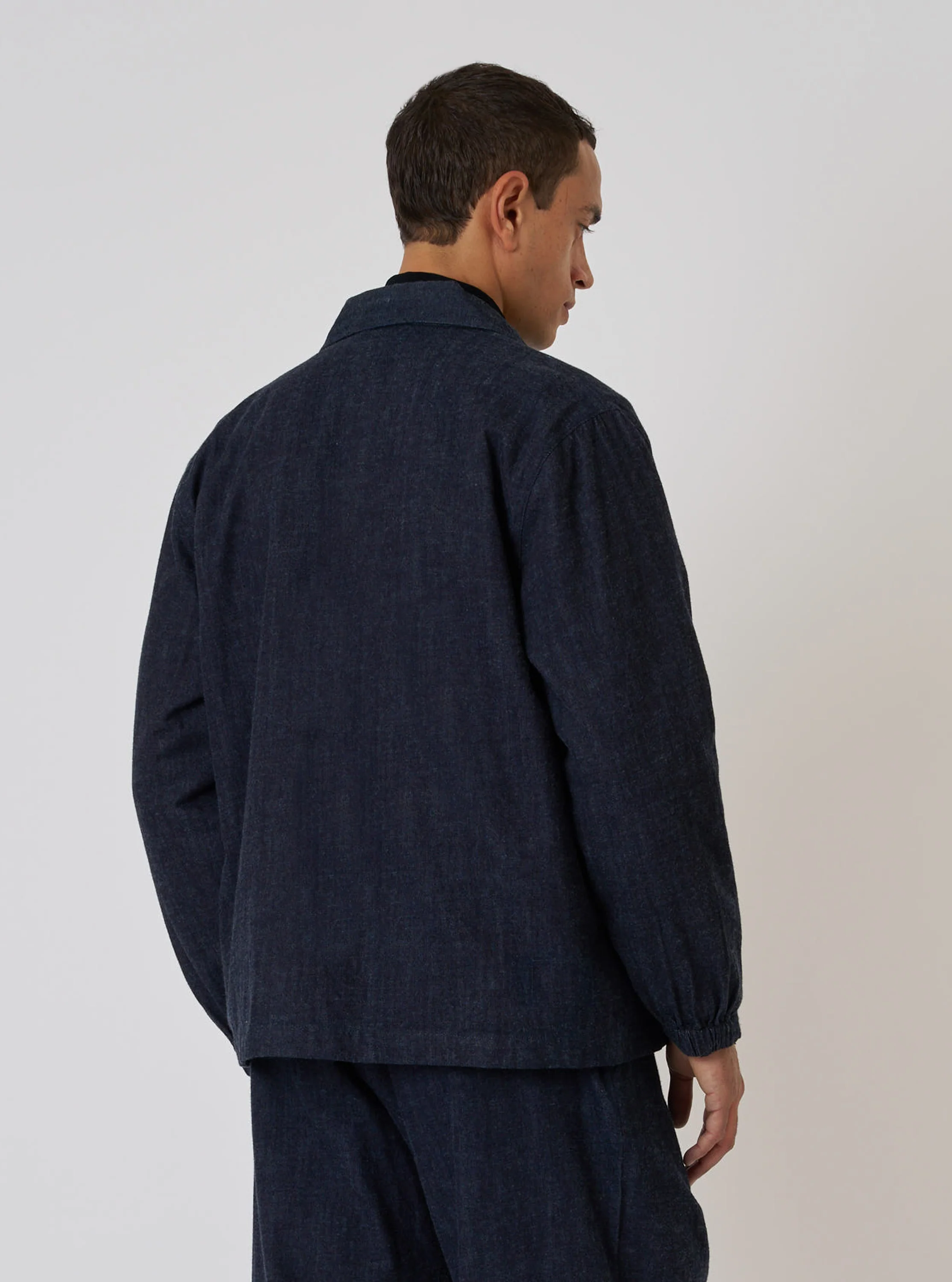 Indigo Brushed Denim Labour Jacket - Image 3