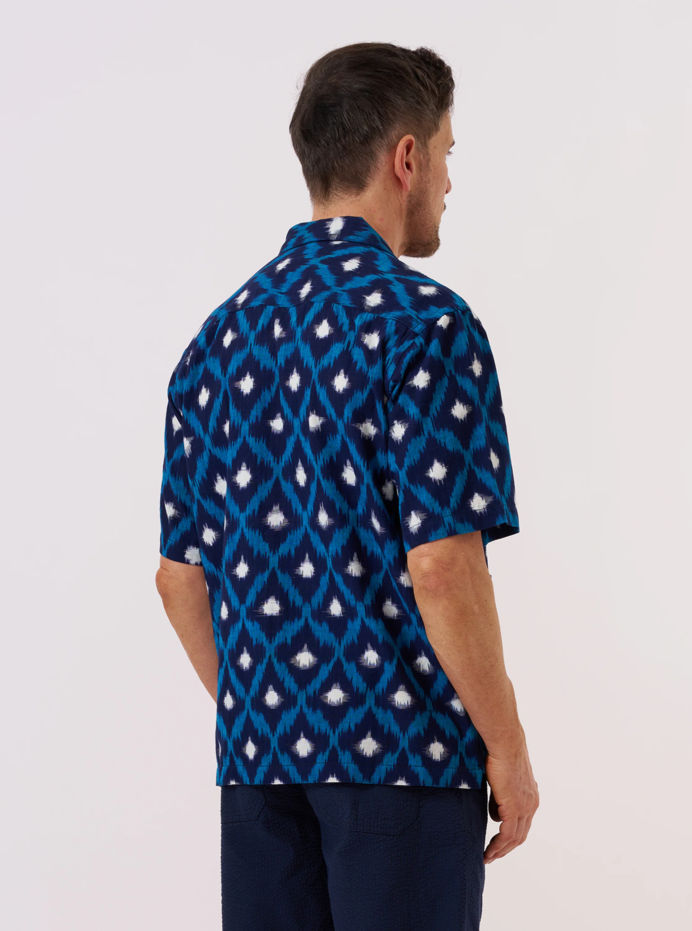 Indigo Diamond Ikat Deck Shirt - Image 3