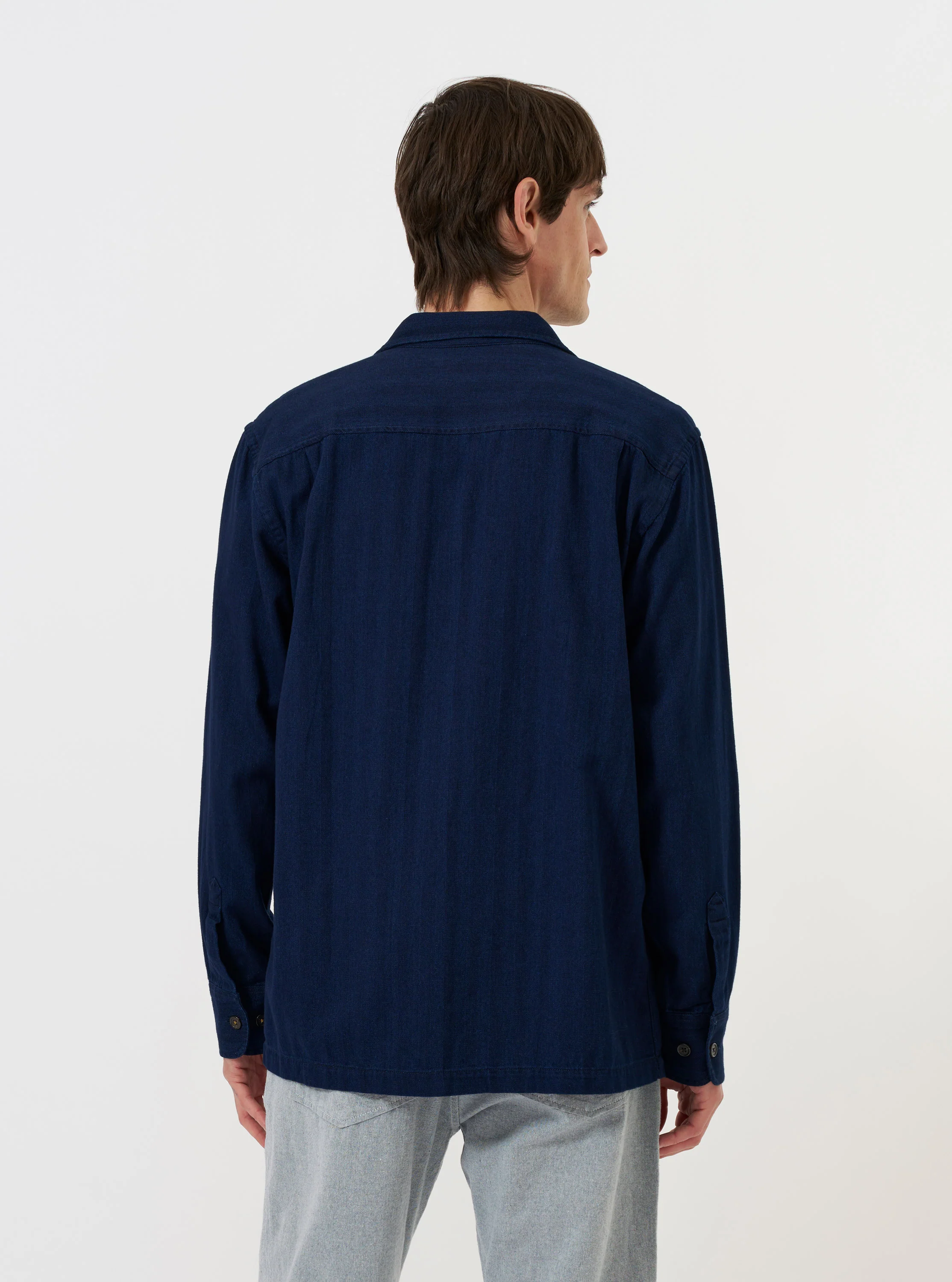 Indigo Recycled Herringbone Attendant Shirt - Image 3