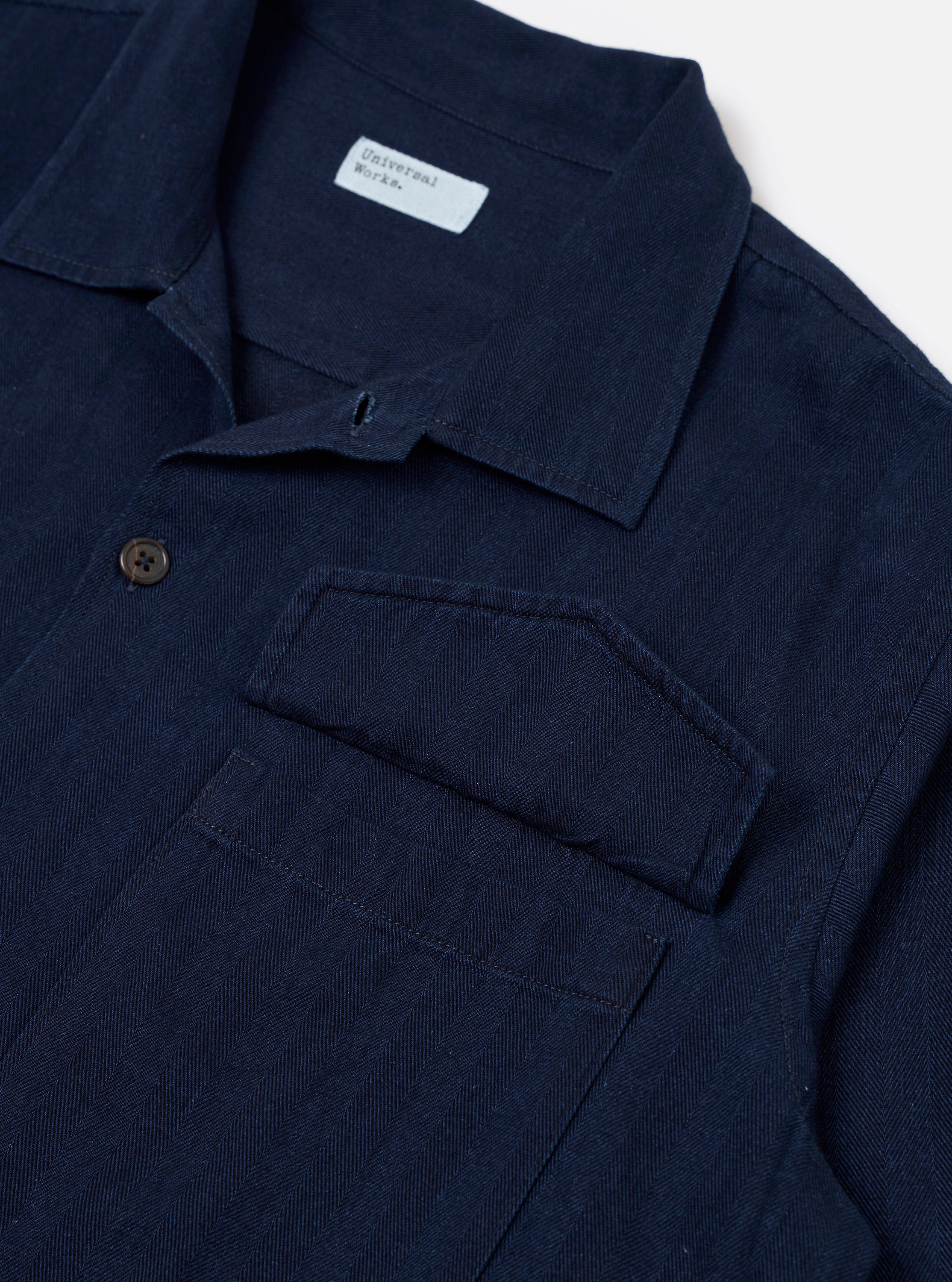 Indigo Recycled Herringbone Attendant Shirt - Image 6