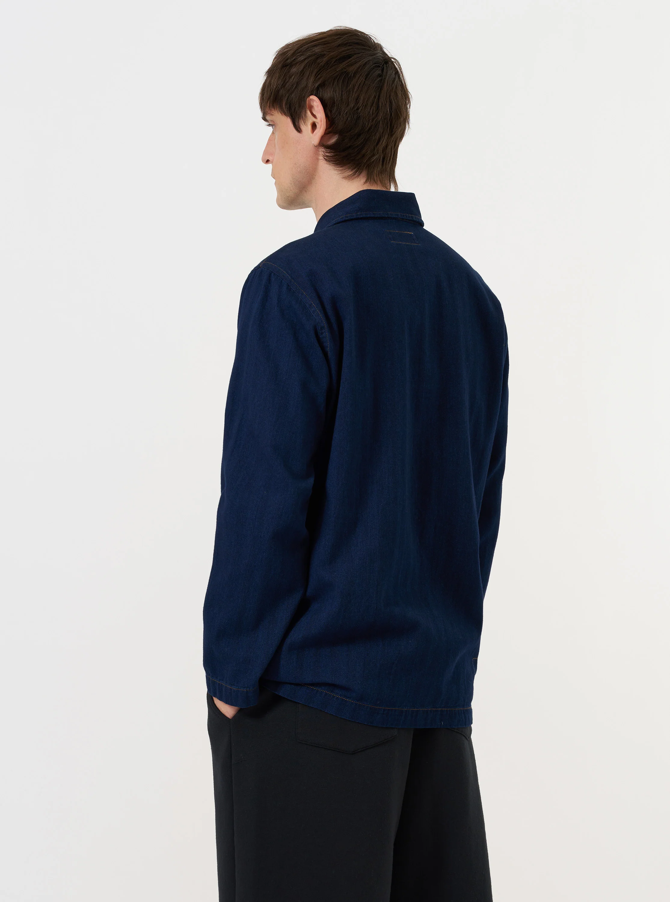 Indigo Recycled Herringbone Bakers Overshirt - Image 3