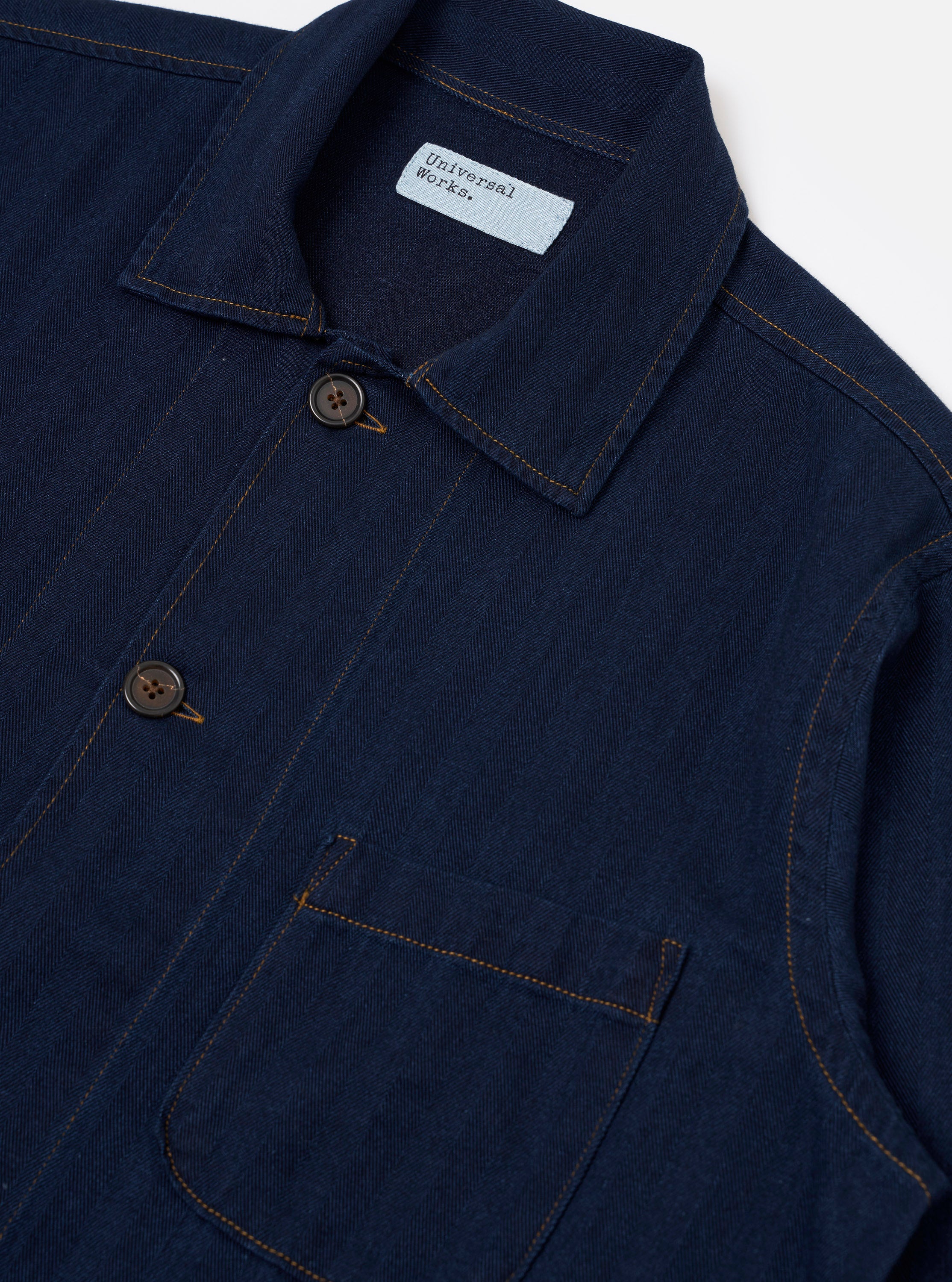 Indigo Recycled Herringbone Bakers Overshirt - Image 7